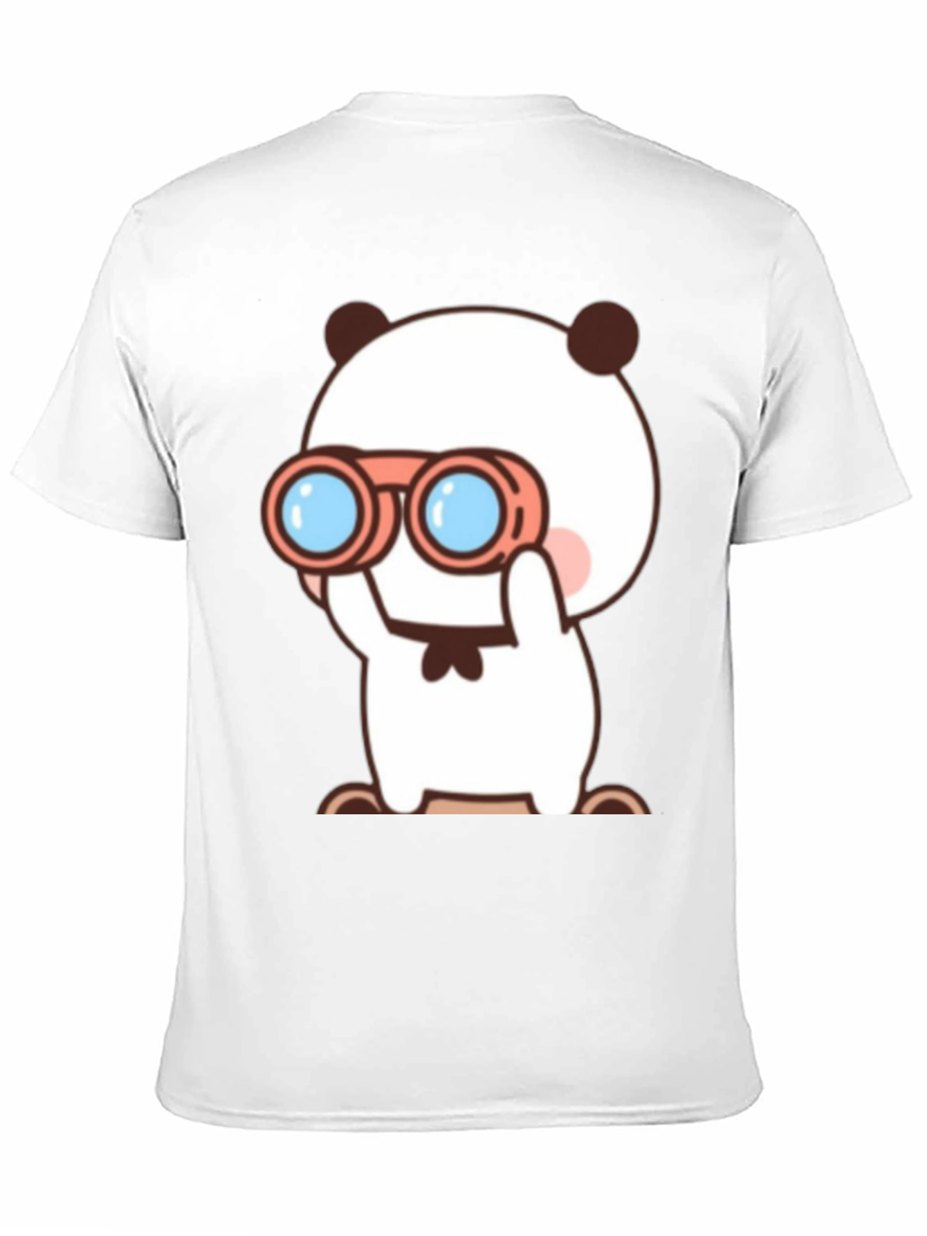 Cute Cartoon Panda Binoculars Black T-Shirt
