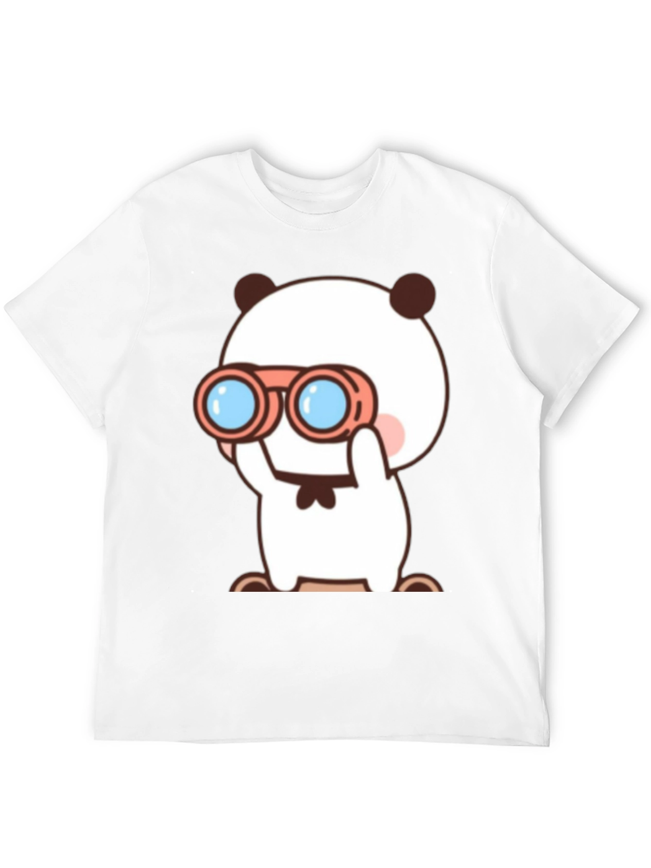 Cute Cartoon Panda Binoculars Black T-Shirt