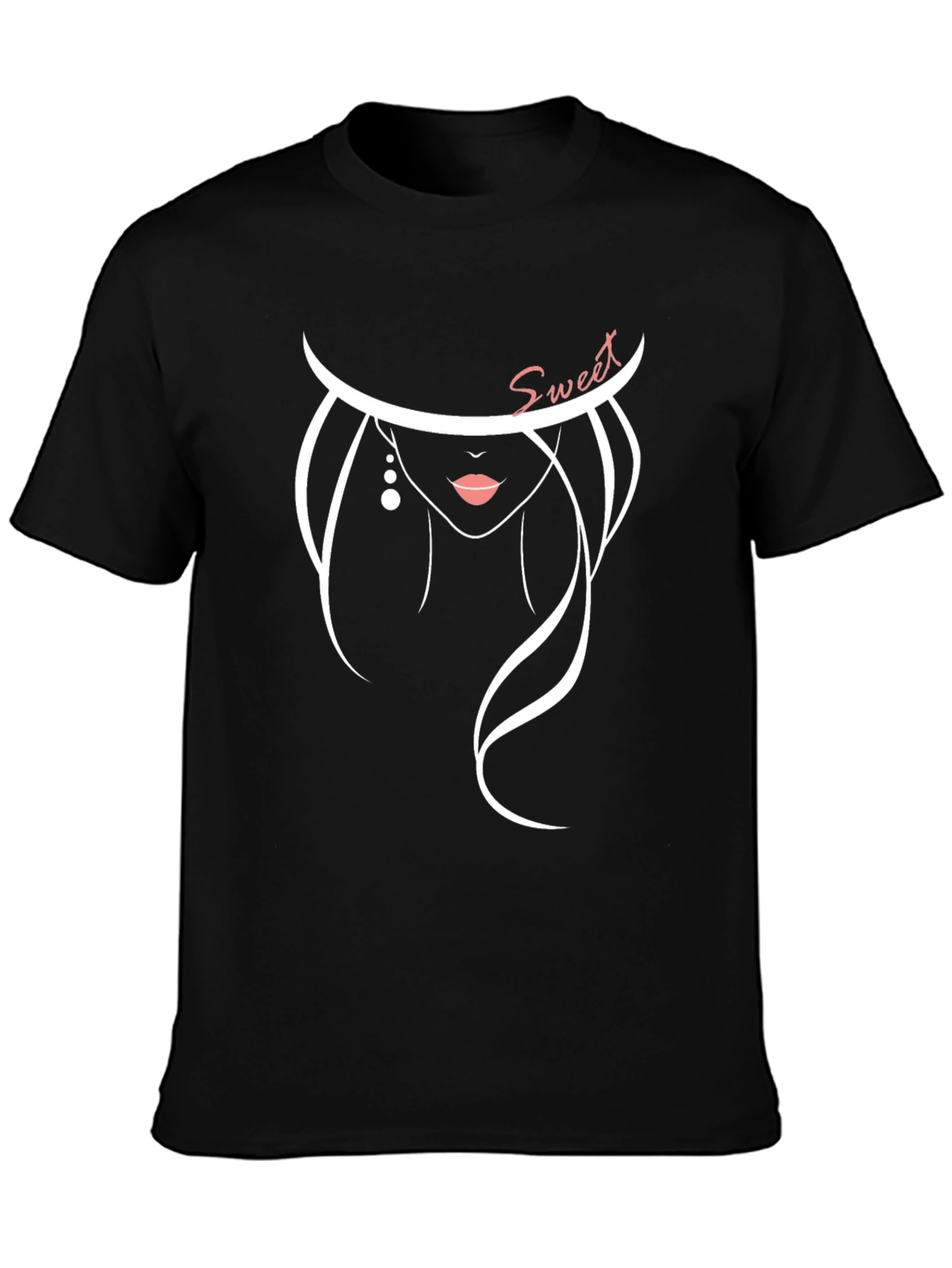 Stylish Sweet Silhouette Graphic Tee - Black