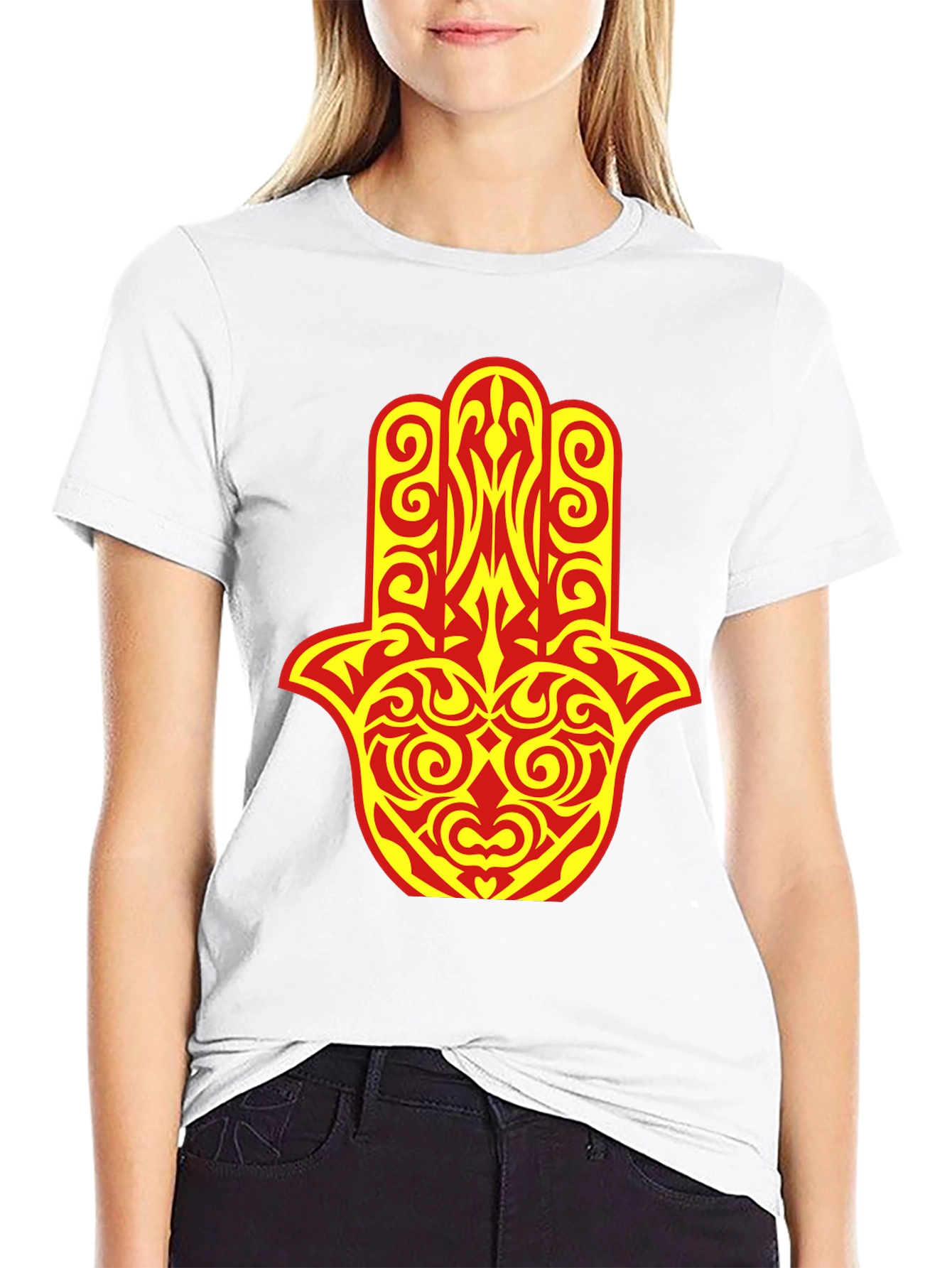 Hamsa Hand Graphic Tee - Stylish Spiritual Design