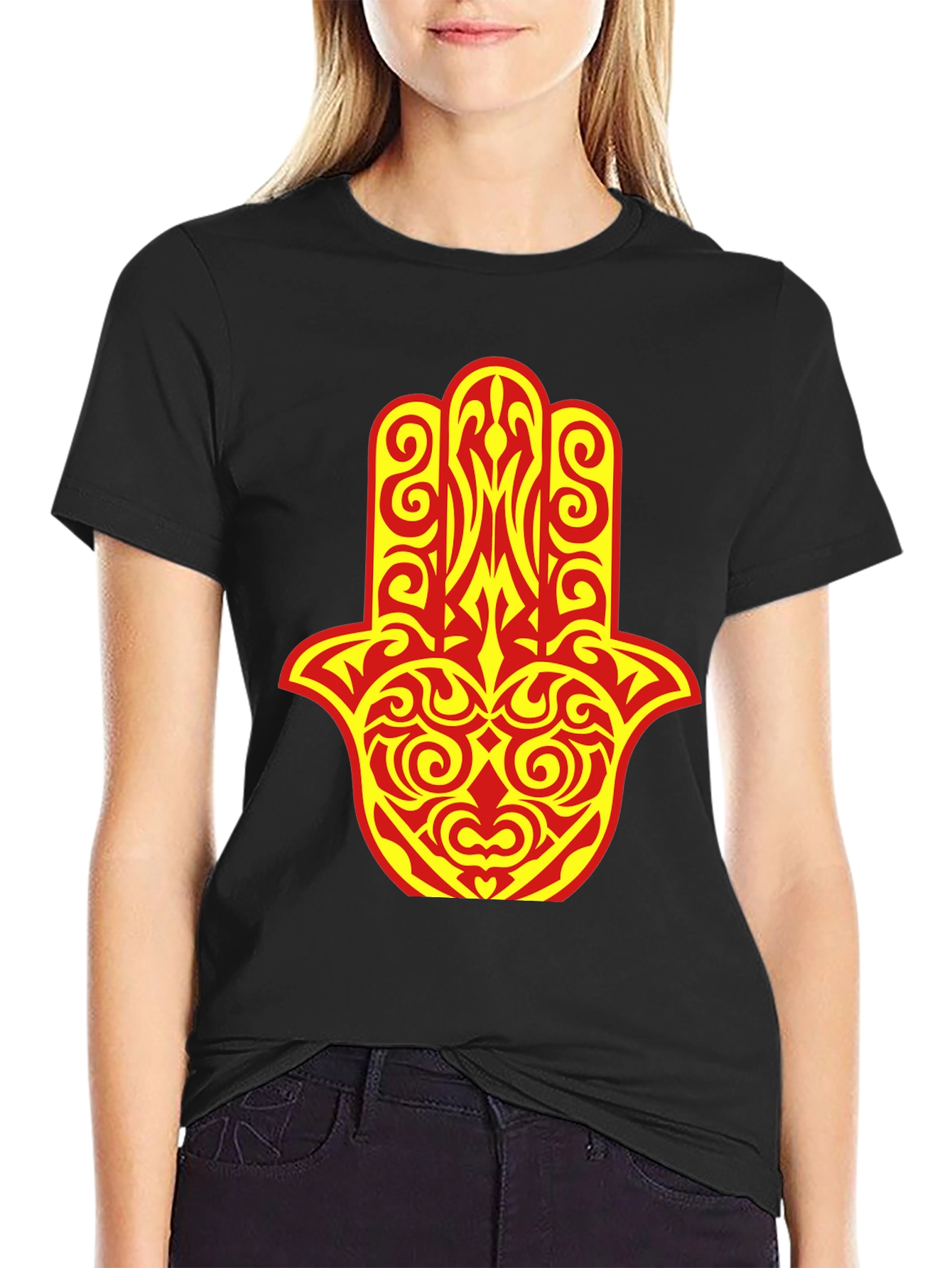 Hamsa Hand Graphic Tee - Stylish Spiritual Design