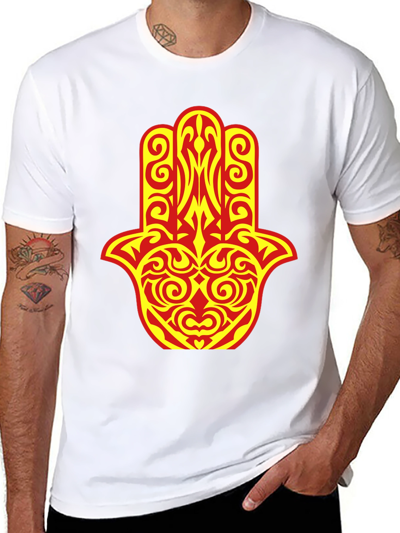 Hamsa Hand Graphic Tee - Stylish Spiritual Design