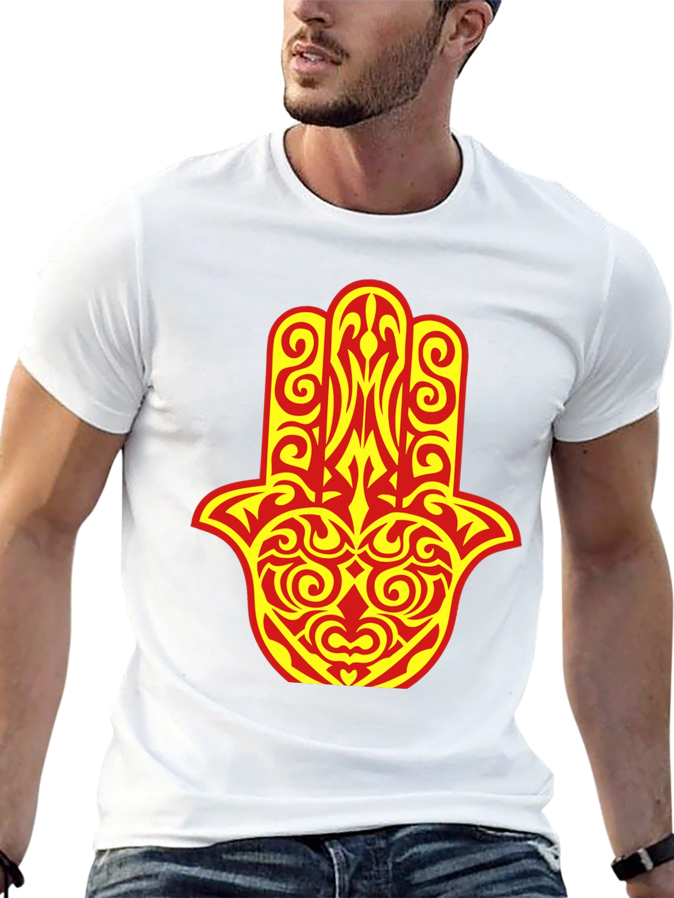 Hamsa Hand Graphic Tee - Stylish Spiritual Design