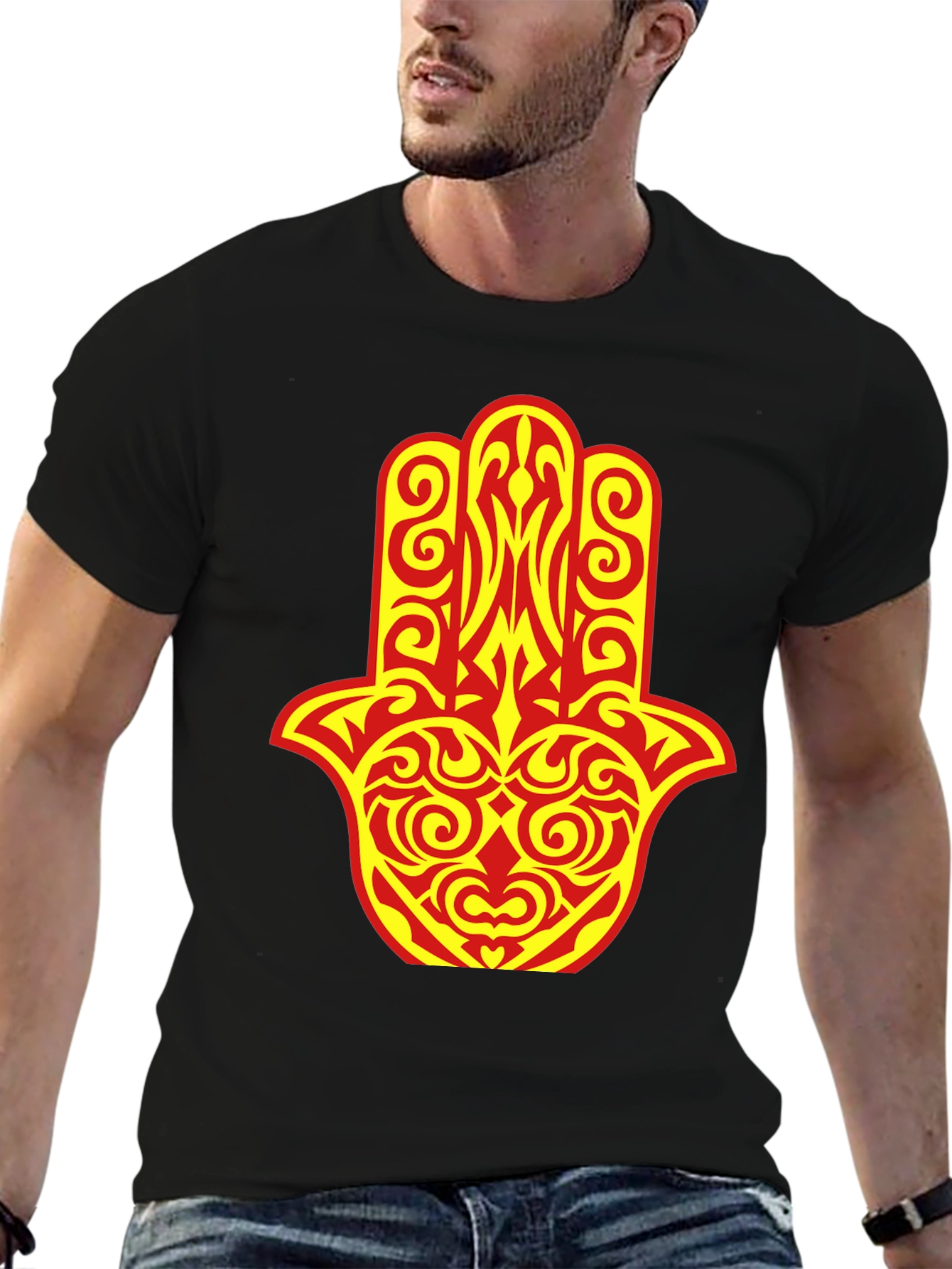 Hamsa Hand Graphic Tee - Stylish Spiritual Design