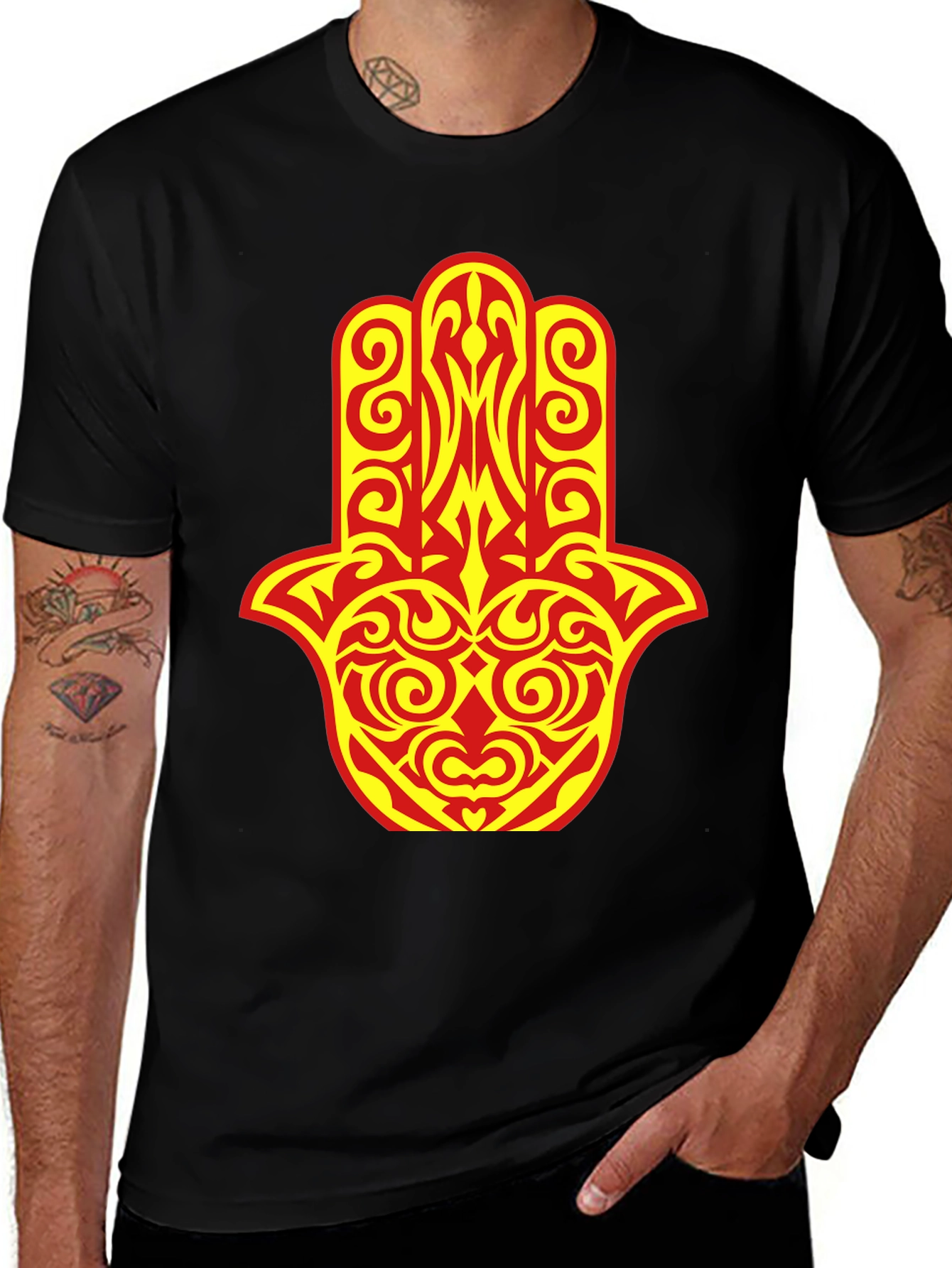 Hamsa Hand Graphic Tee - Stylish Spiritual Design