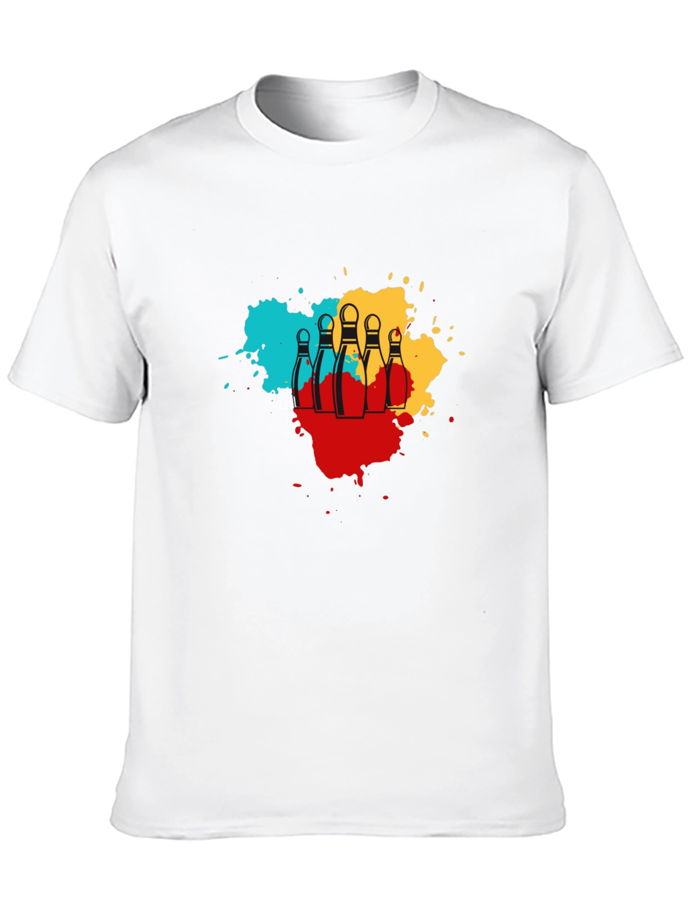 Bowling Pin Splash Graphic Tee - Trendy Mens T-Shirt