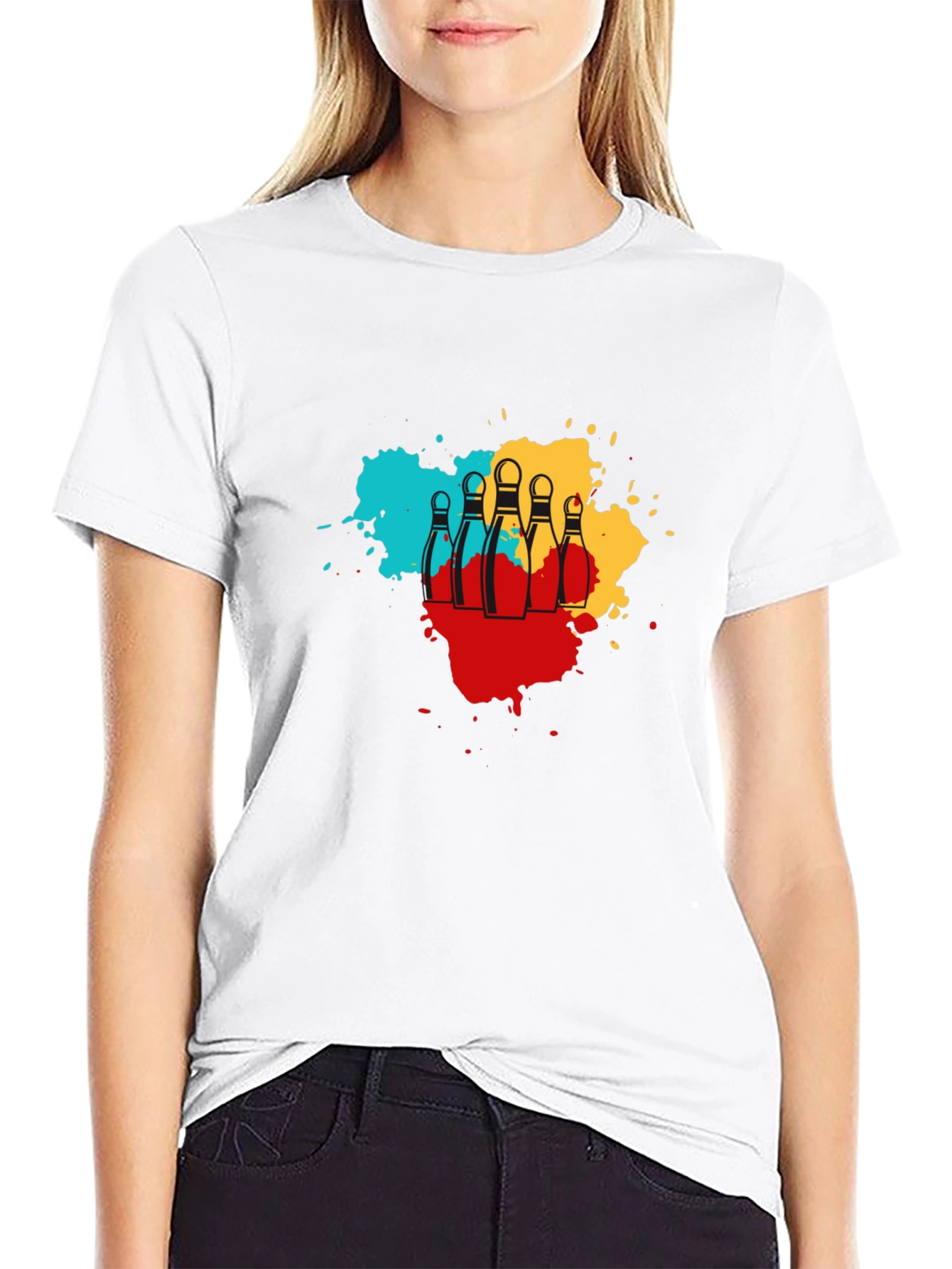 Bowling Pin Splash Graphic Tee - Trendy Mens T-Shirt