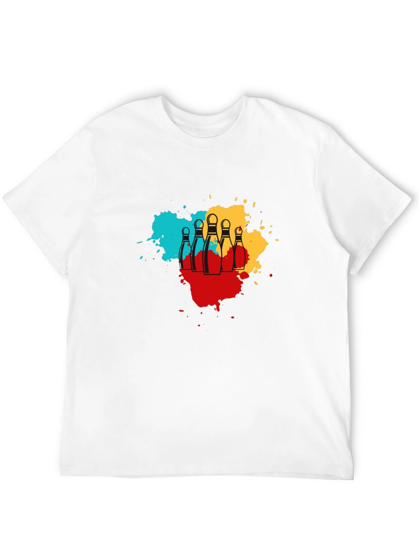 Bowling Pin Splash Graphic Tee - Trendy Mens T-Shirt