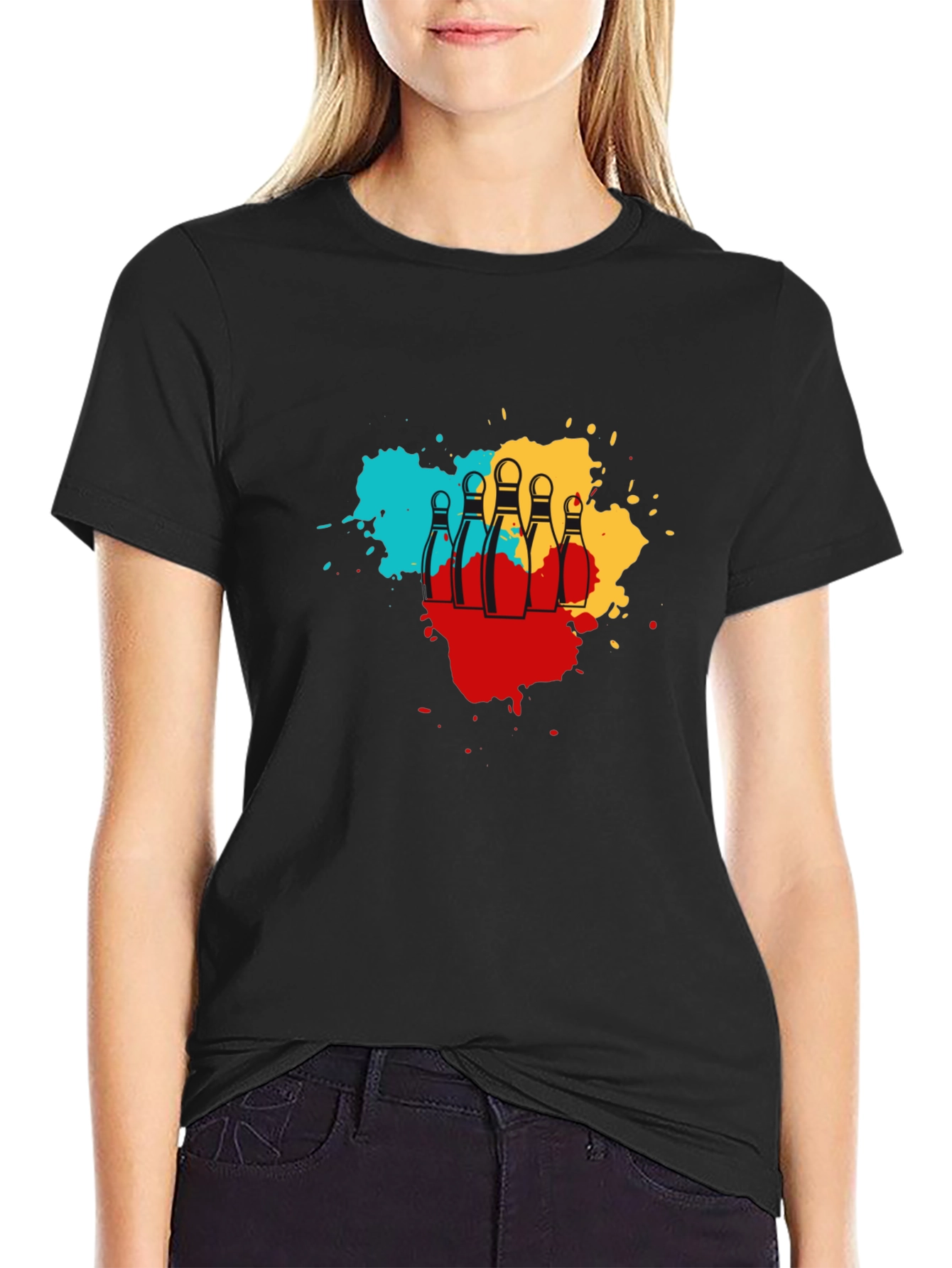 Bowling Pin Splash Graphic Tee - Trendy Mens T-Shirt
