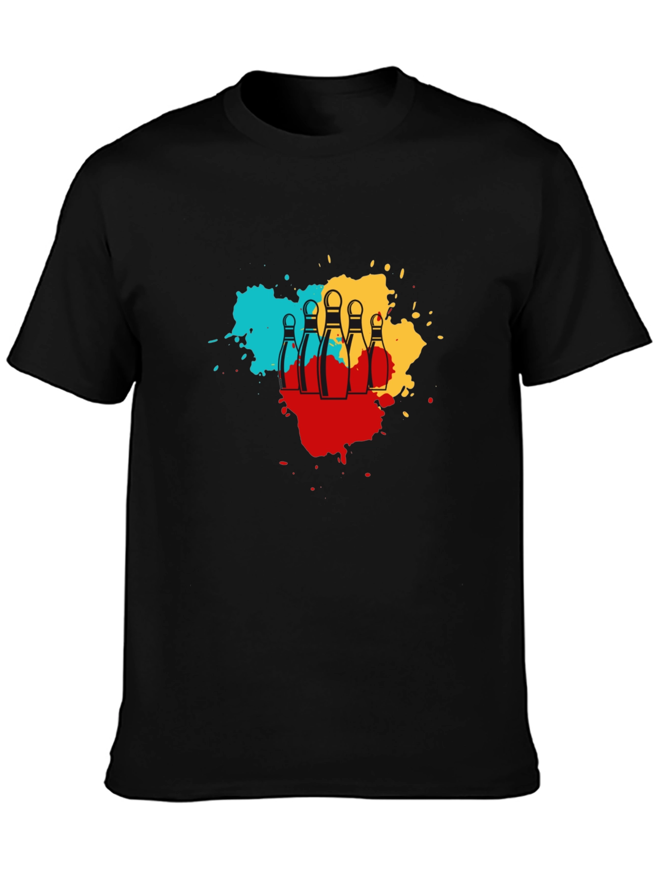 Bowling Pin Splash Graphic Tee - Trendy Mens T-Shirt