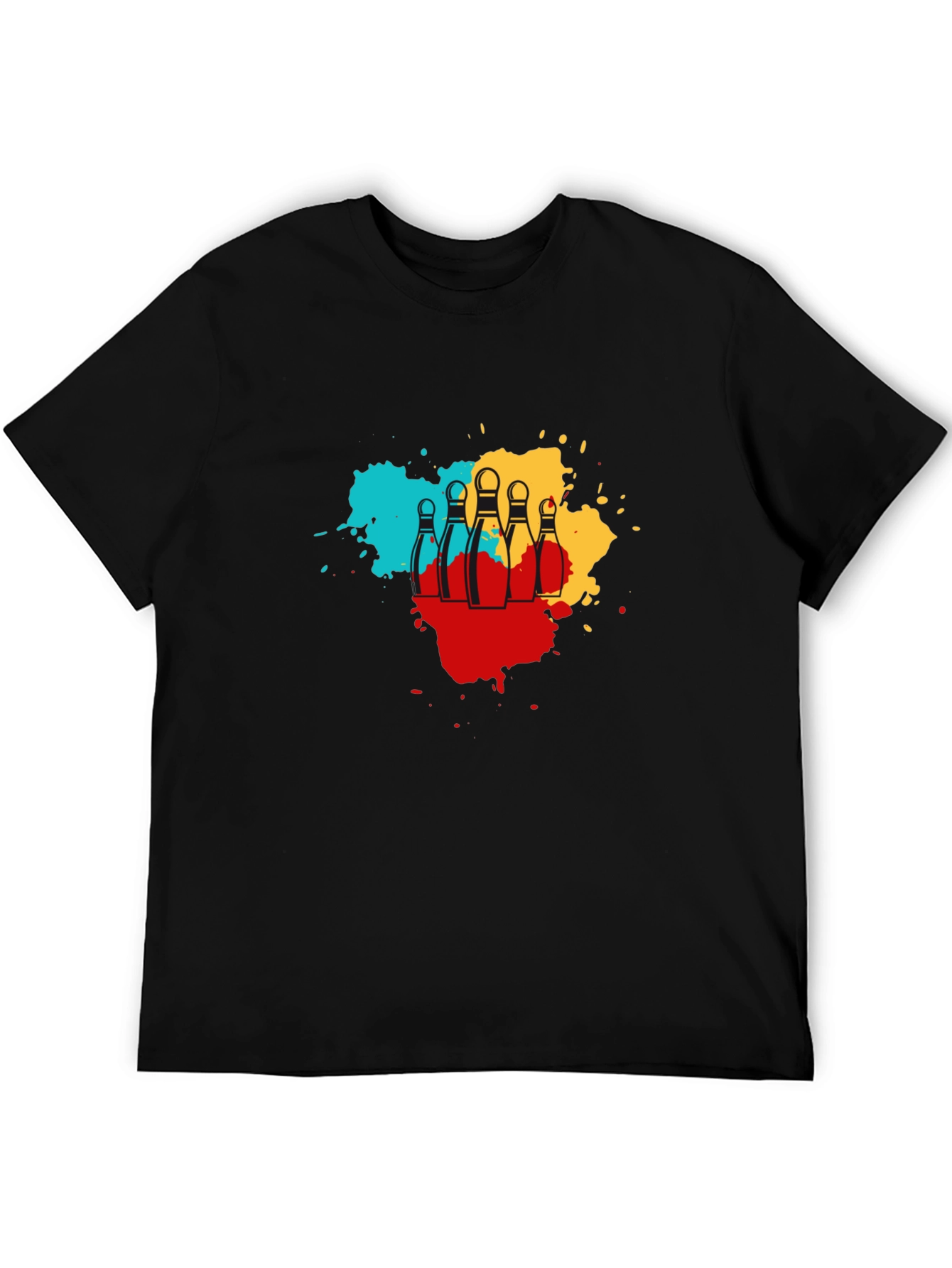 Bowling Pin Splash Graphic Tee - Trendy Mens T-Shirt