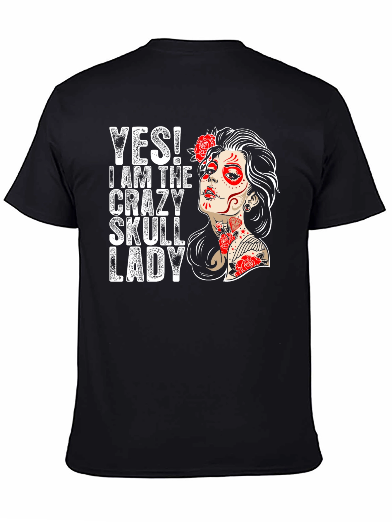 Crazy Skull Lady T-Shirt - Sugar Skull Graphic Tee