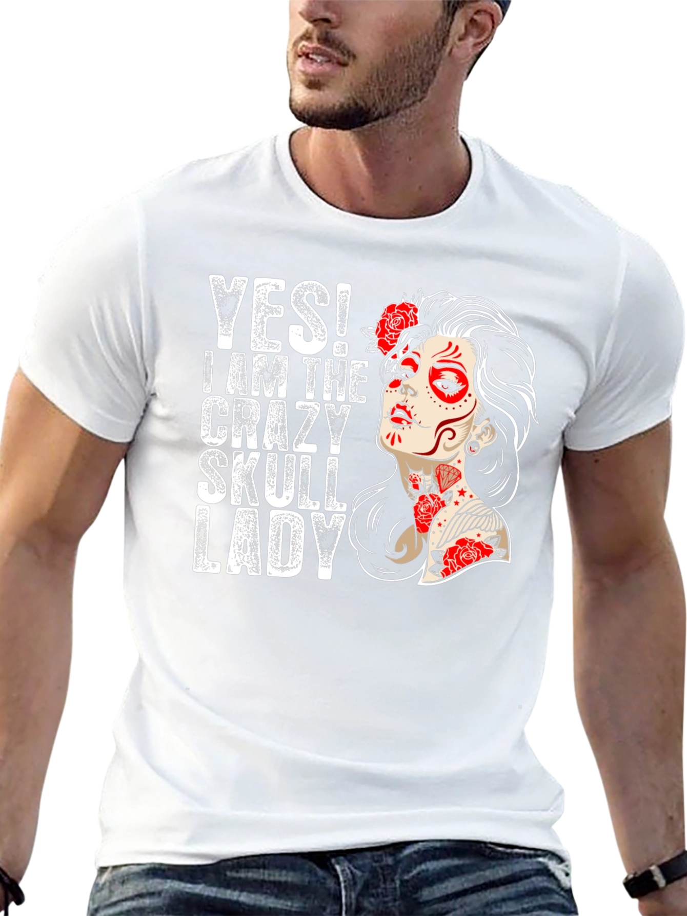 Crazy Skull Lady T-Shirt - Sugar Skull Graphic Tee