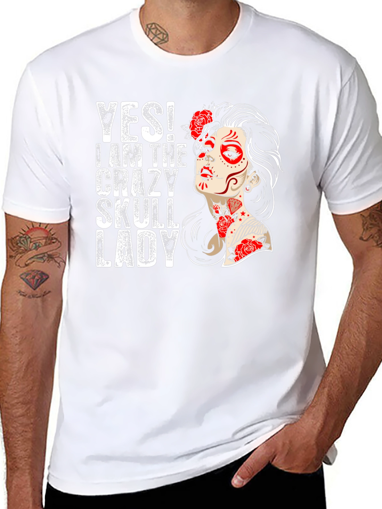 Crazy Skull Lady T-Shirt - Sugar Skull Graphic Tee