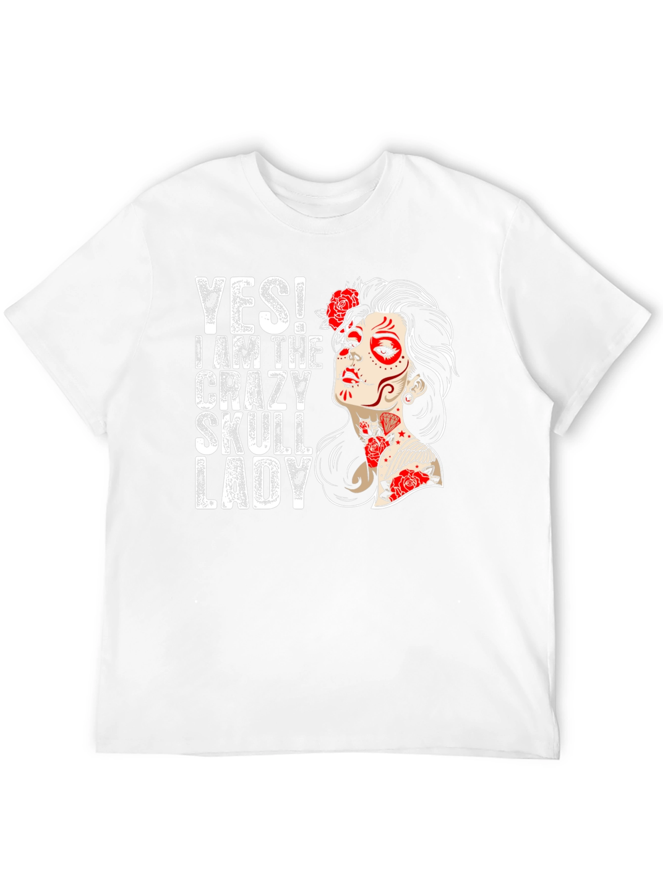 Crazy Skull Lady T-Shirt - Sugar Skull Graphic Tee