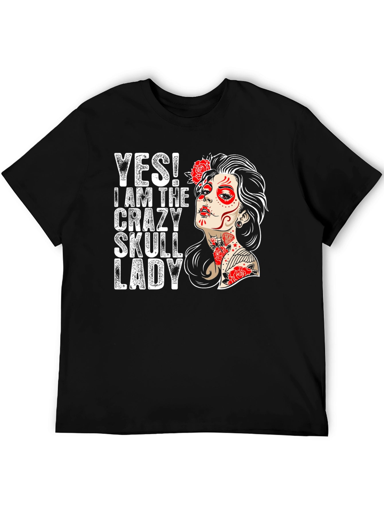 Crazy Skull Lady T-Shirt - Sugar Skull Graphic Tee