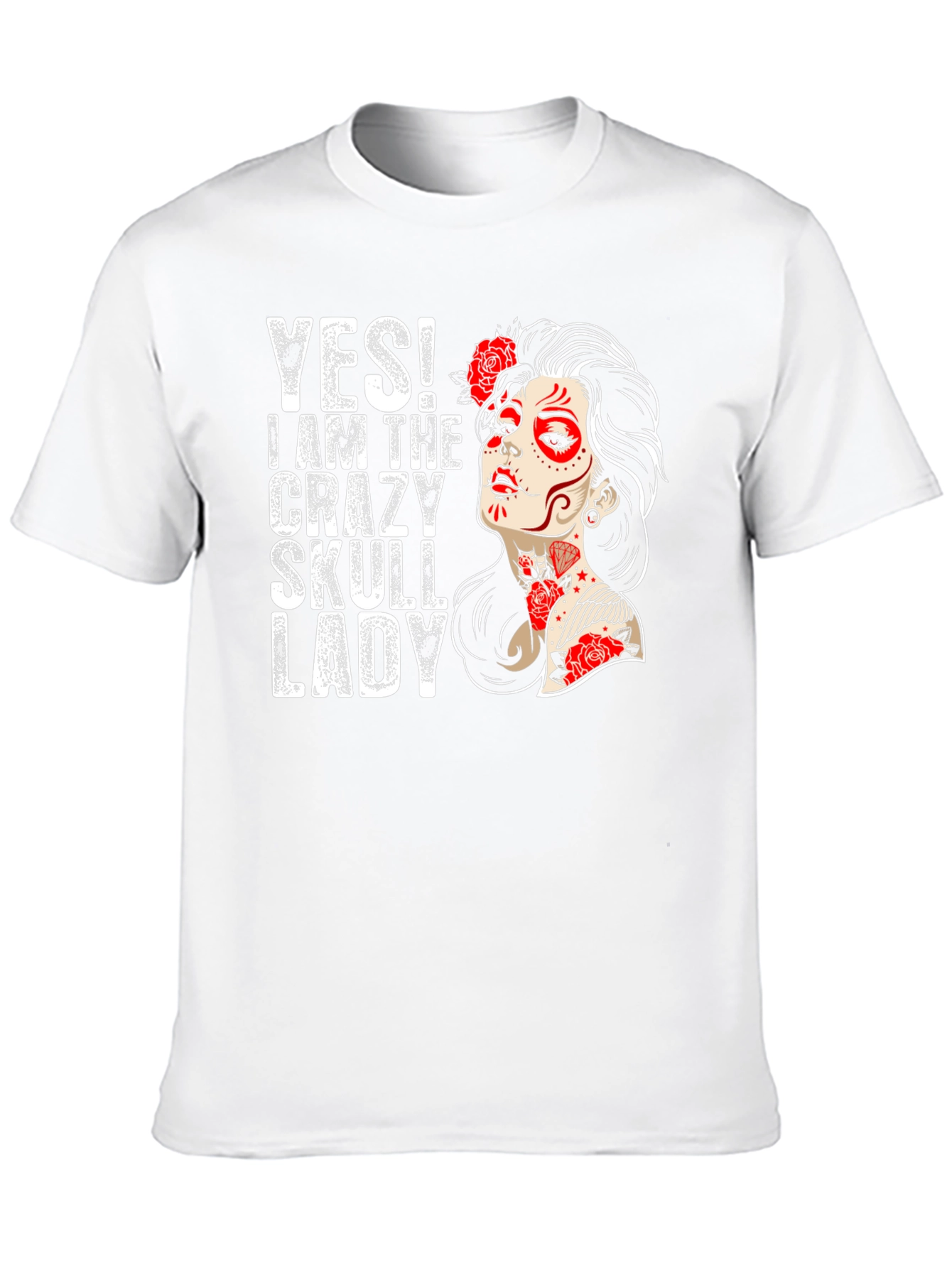 Crazy Skull Lady T-Shirt - Sugar Skull Graphic Tee