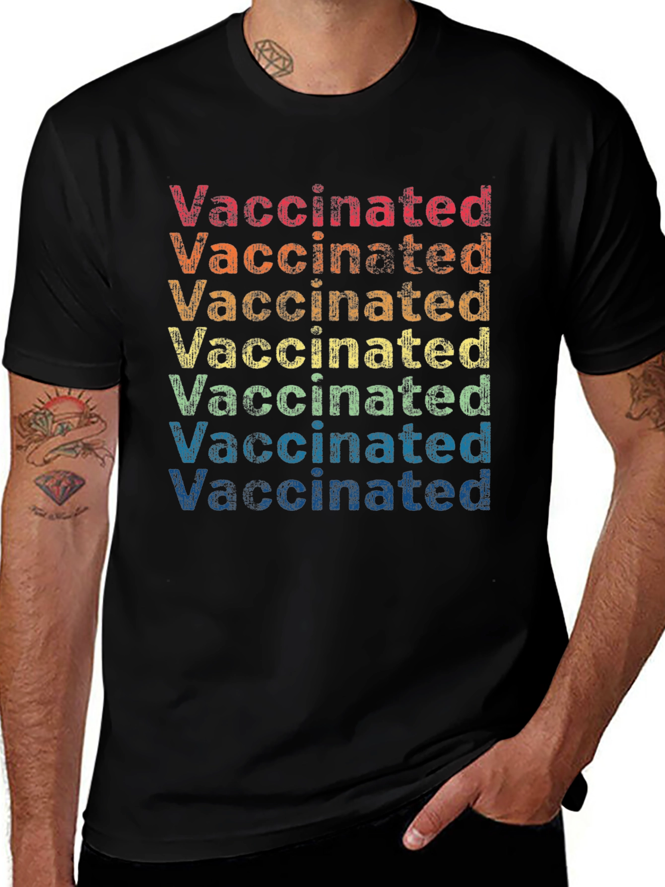 Retro Vaccinated Rainbow T-Shirt