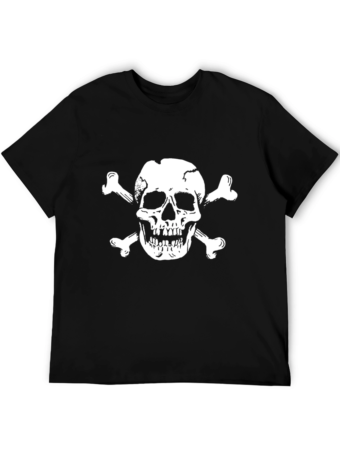 Skull & Crossbones Graphic Tee - Black Cotton T-Shirt