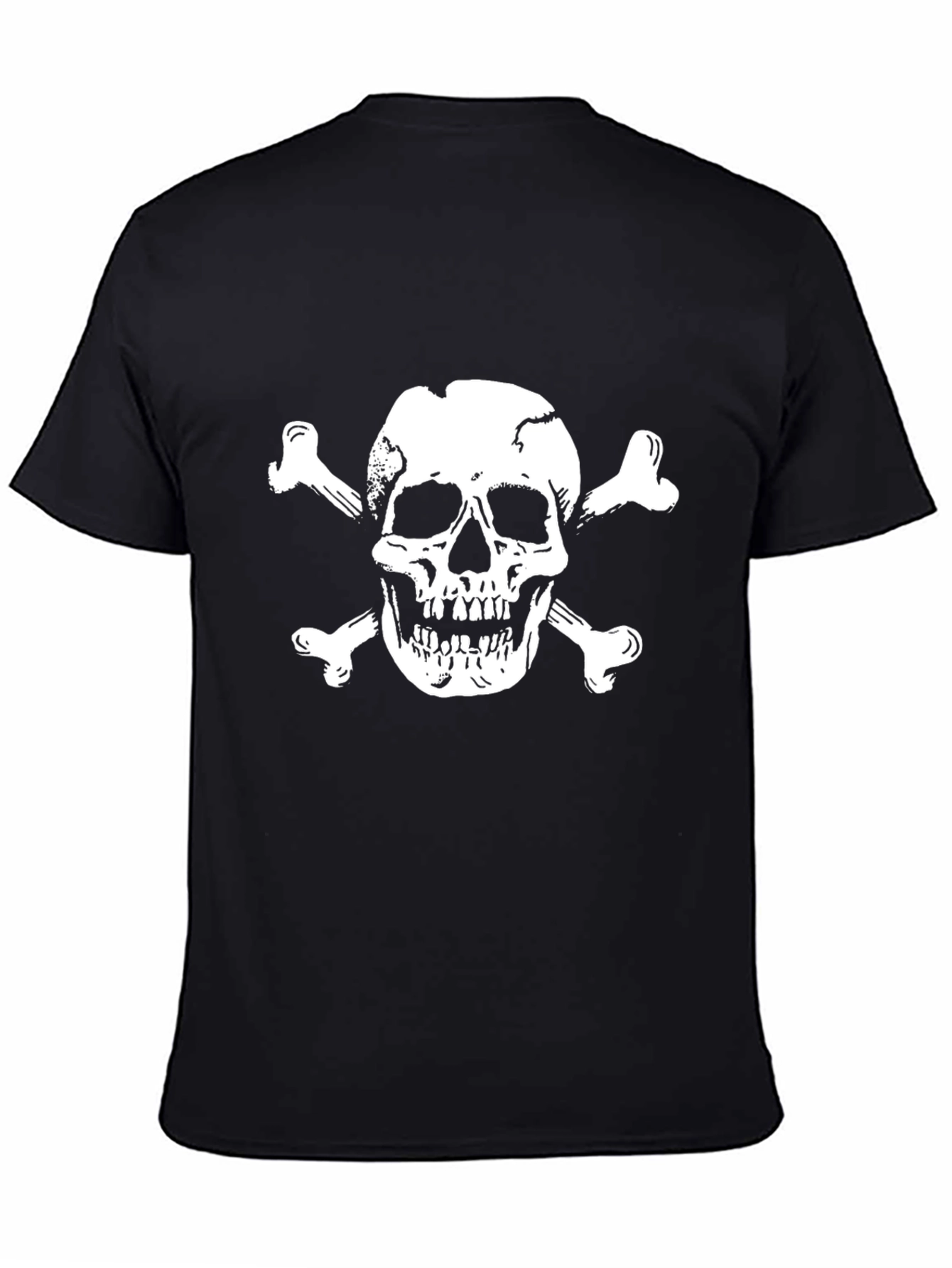 Skull & Crossbones Graphic Tee - Black Cotton T-Shirt