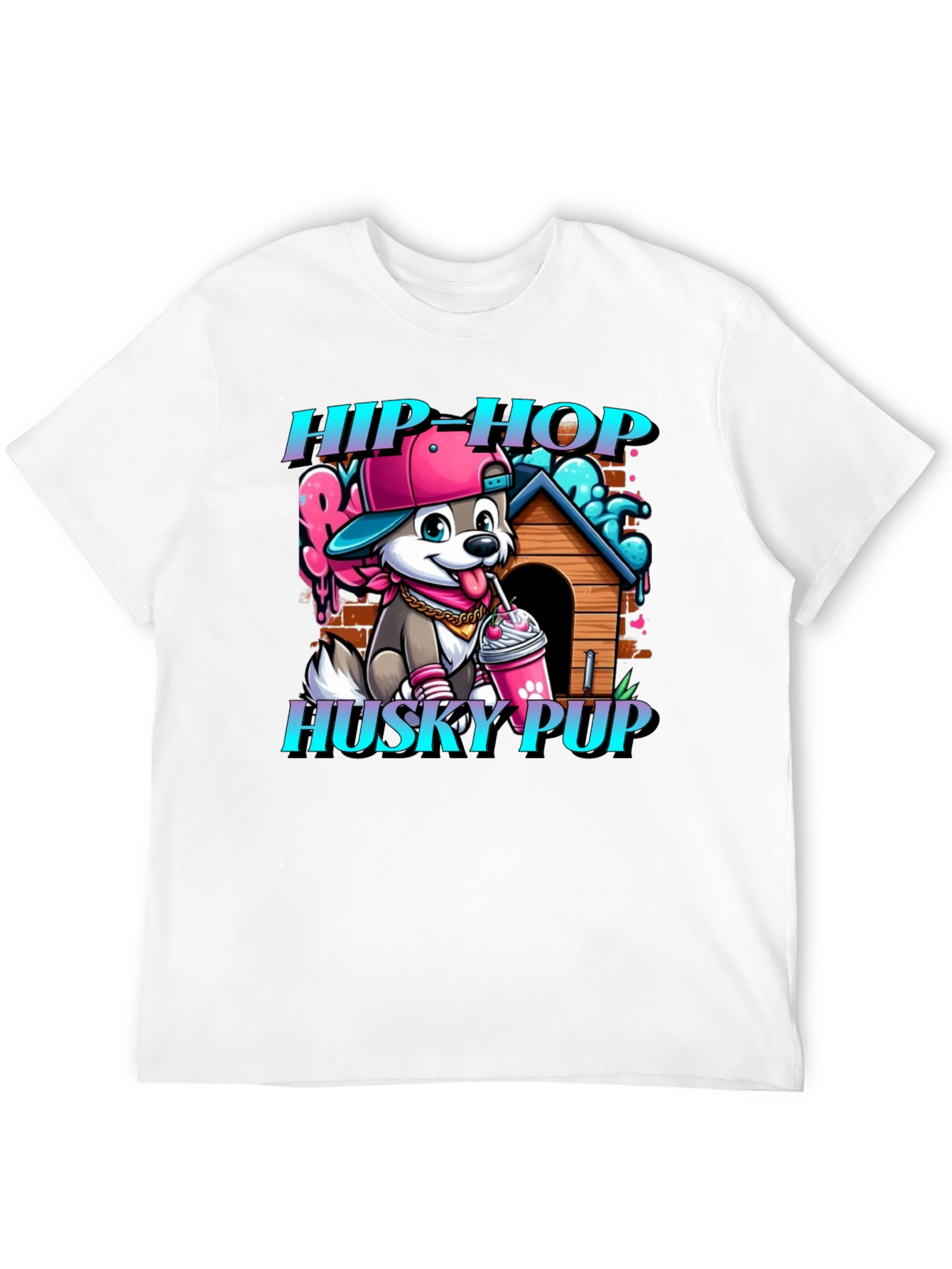 Hip Hop Husky Pup Graphic T-Shirt