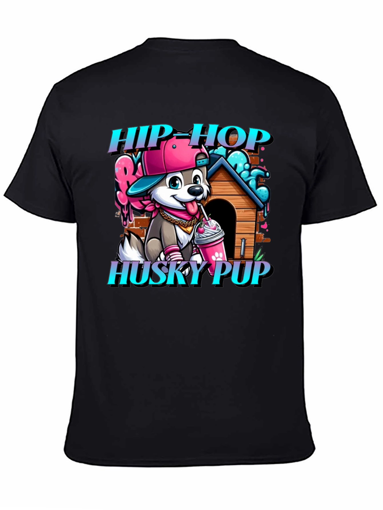 Hip Hop Husky Pup Graphic T-Shirt