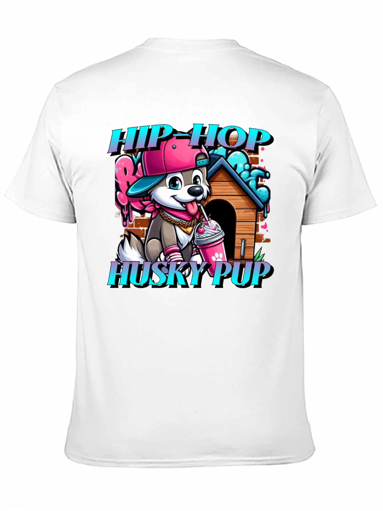 Hip Hop Husky Pup Graphic T-Shirt