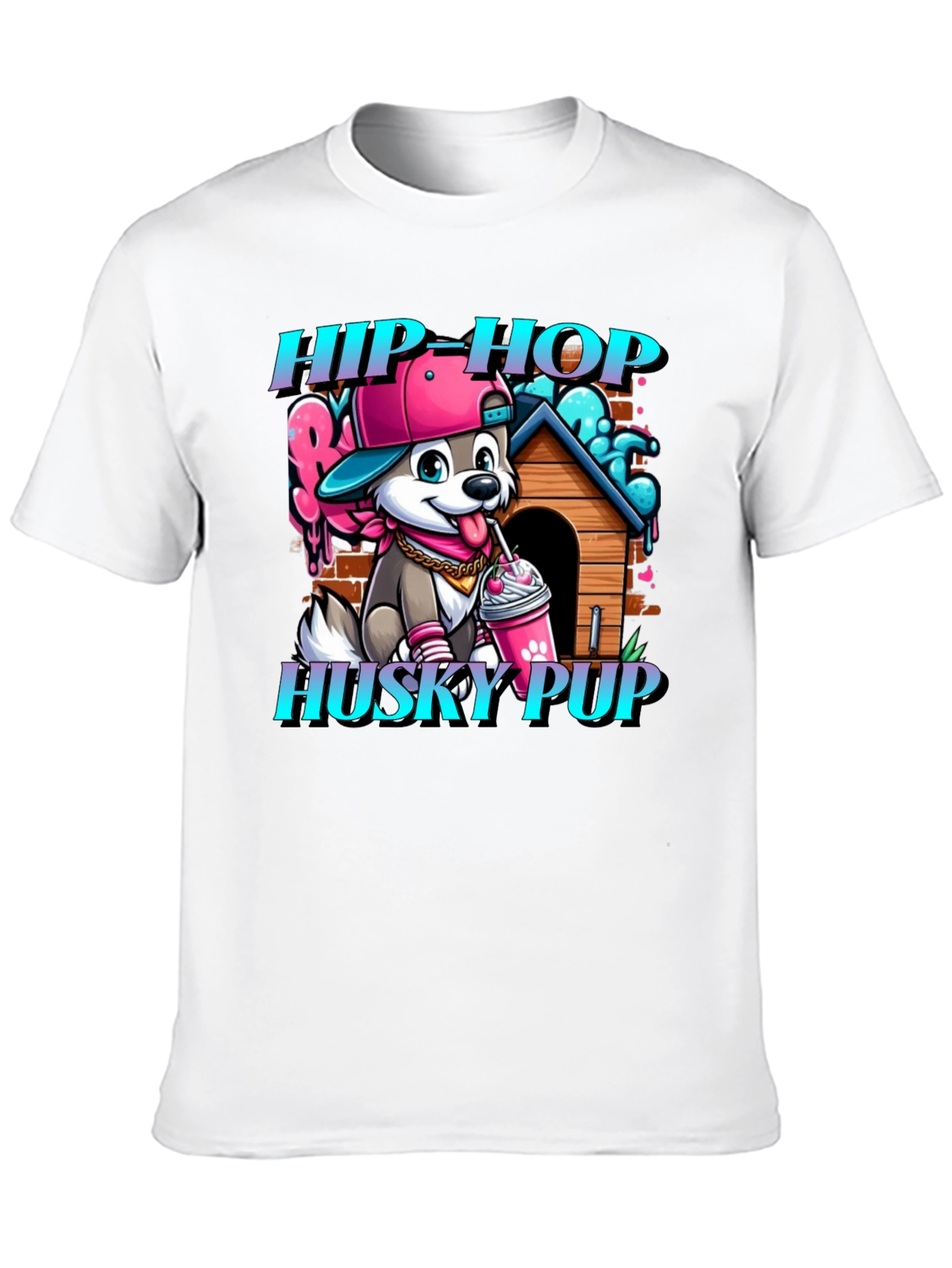 Hip Hop Husky Pup Graphic T-Shirt