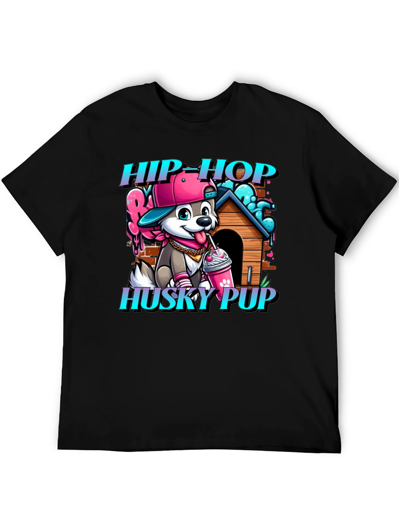 Hip Hop Husky Pup Graphic T-Shirt