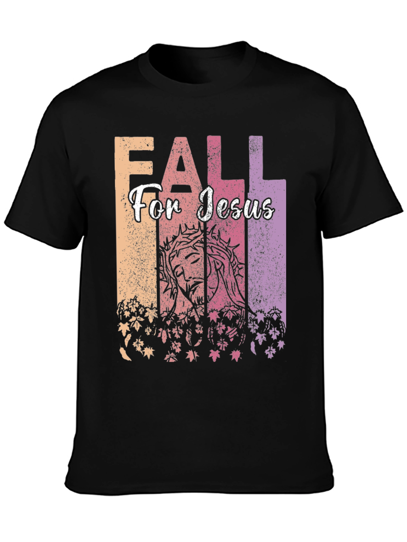 Fall For Jesus Graphic Print Black T-Shirt