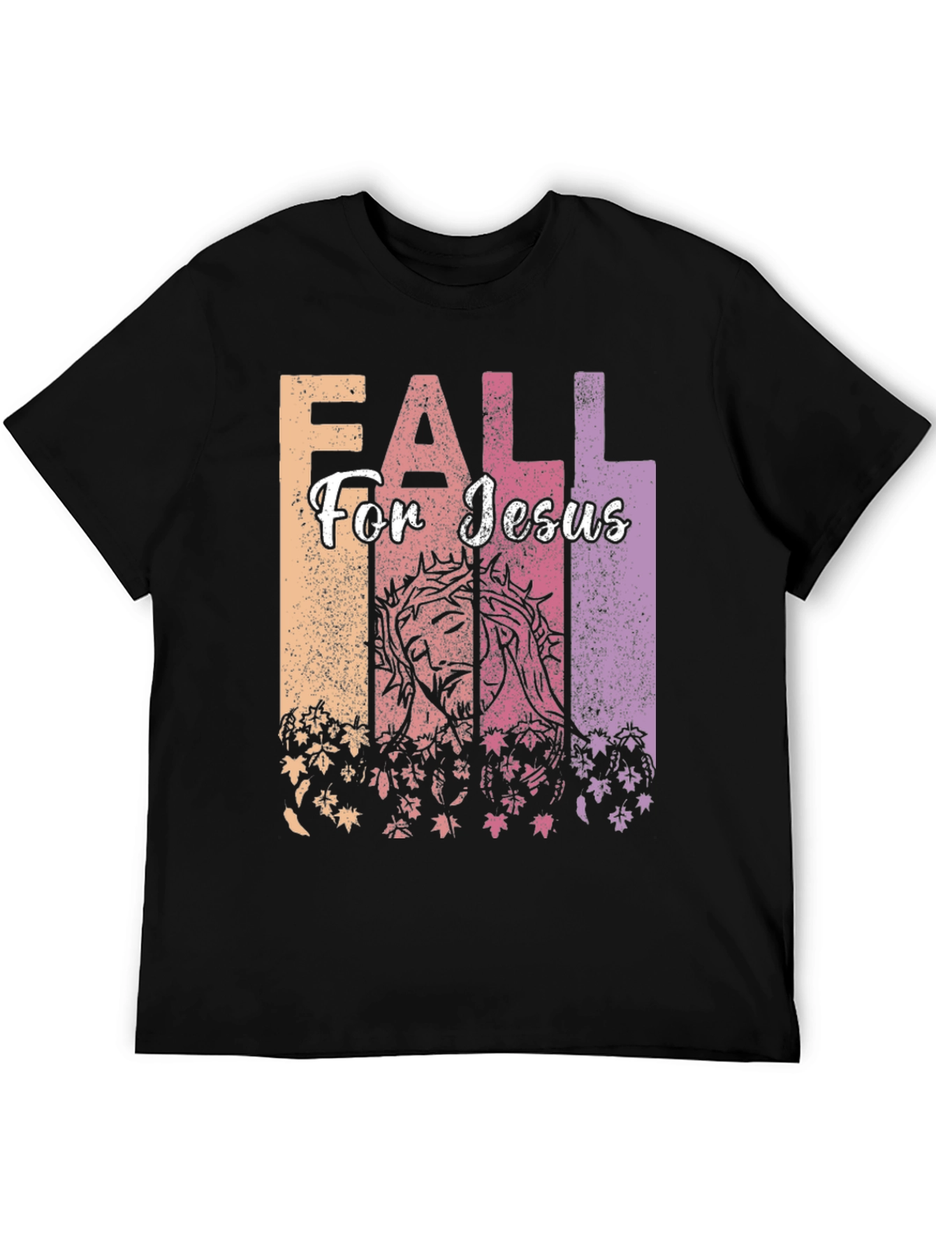 Fall For Jesus Graphic Print Black T-Shirt