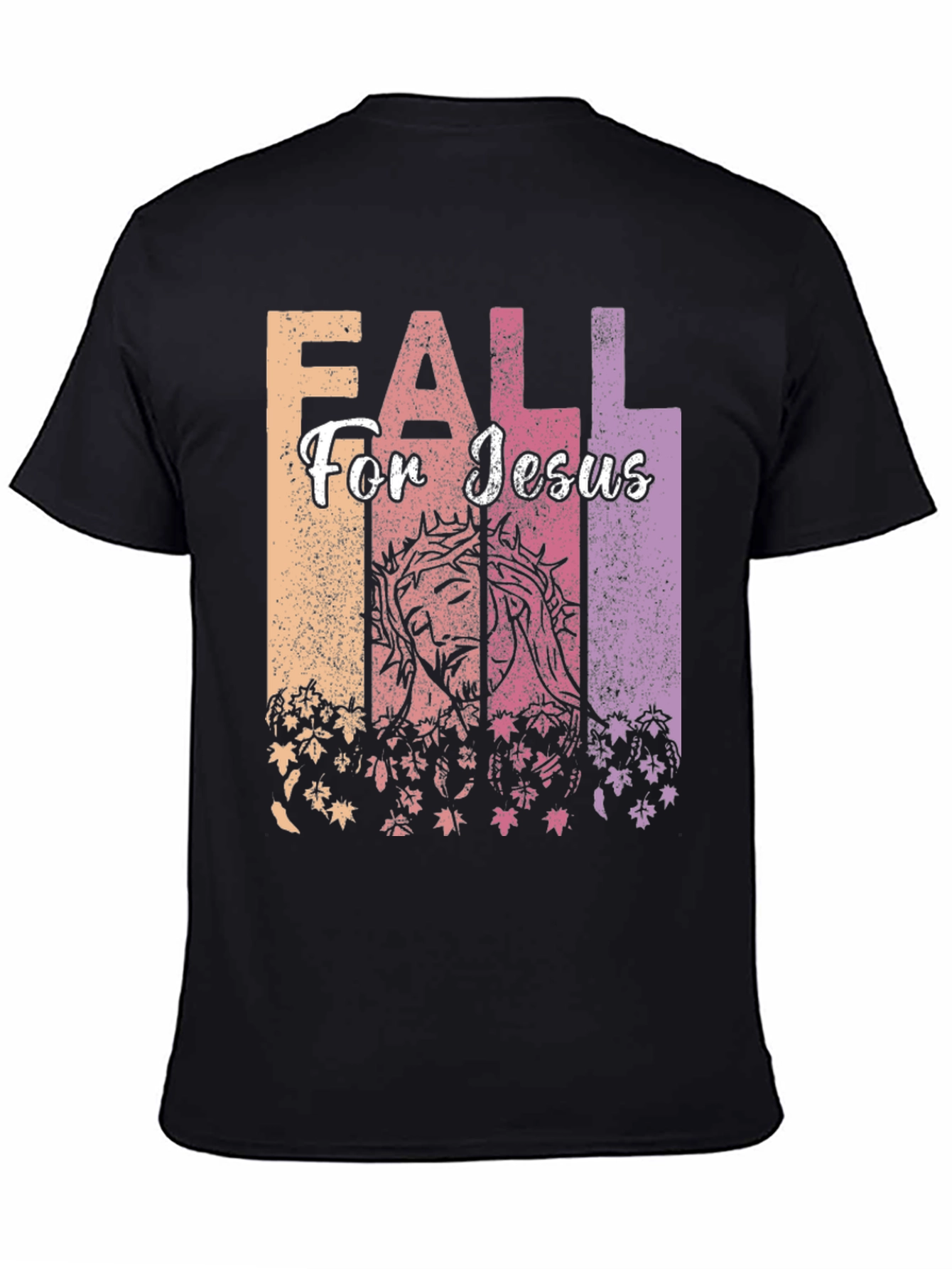 Fall For Jesus Graphic Print Black T-Shirt