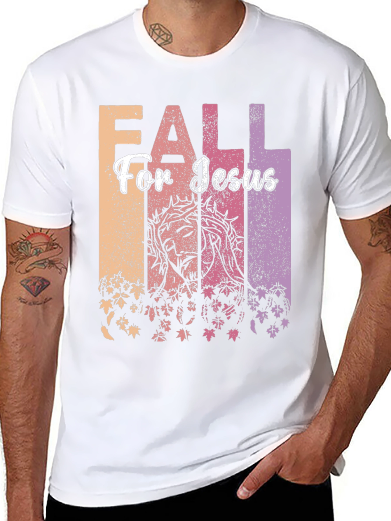 Fall For Jesus Graphic Print Black T-Shirt