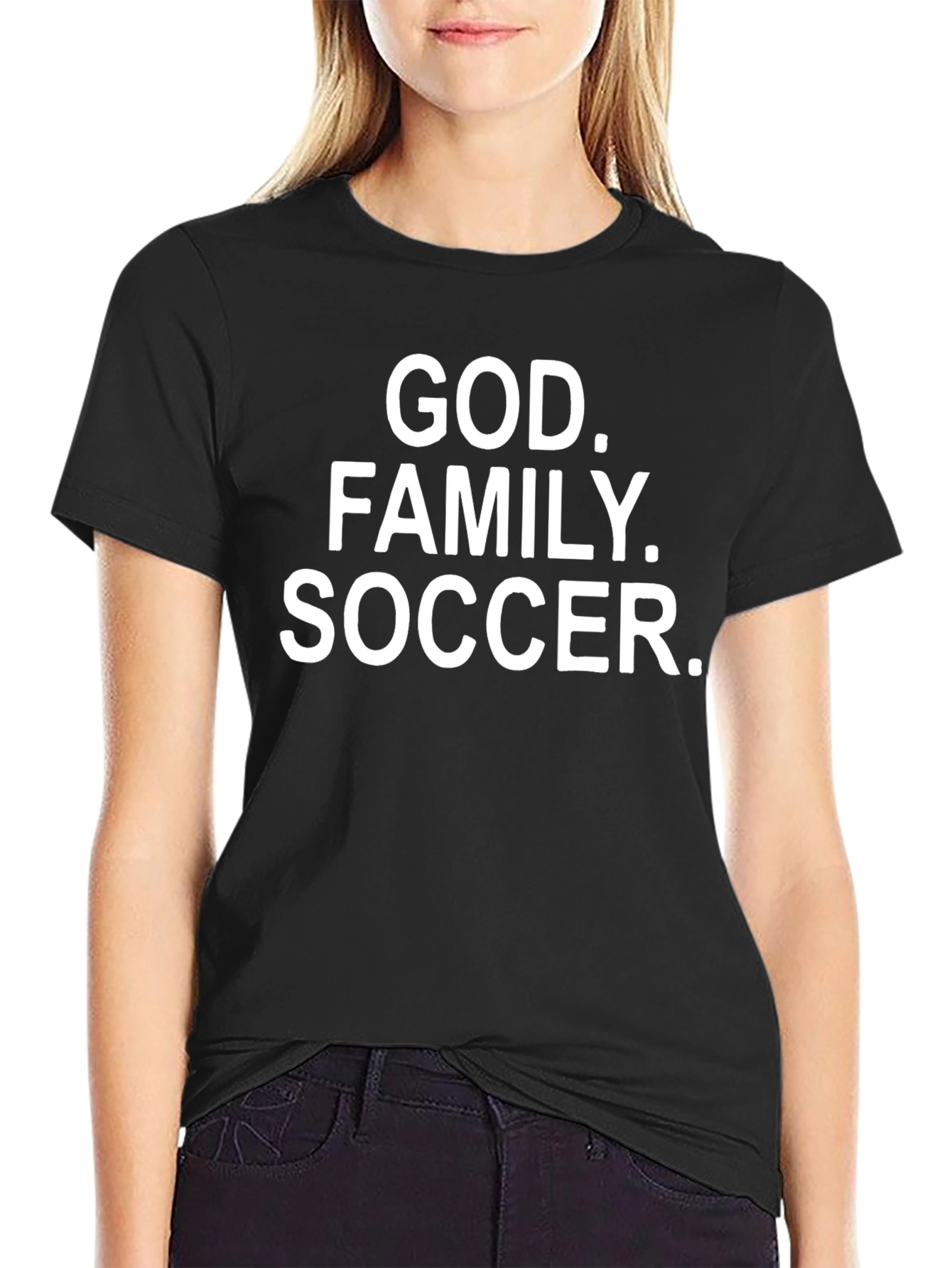 God Family Soccer Black T-Shirt