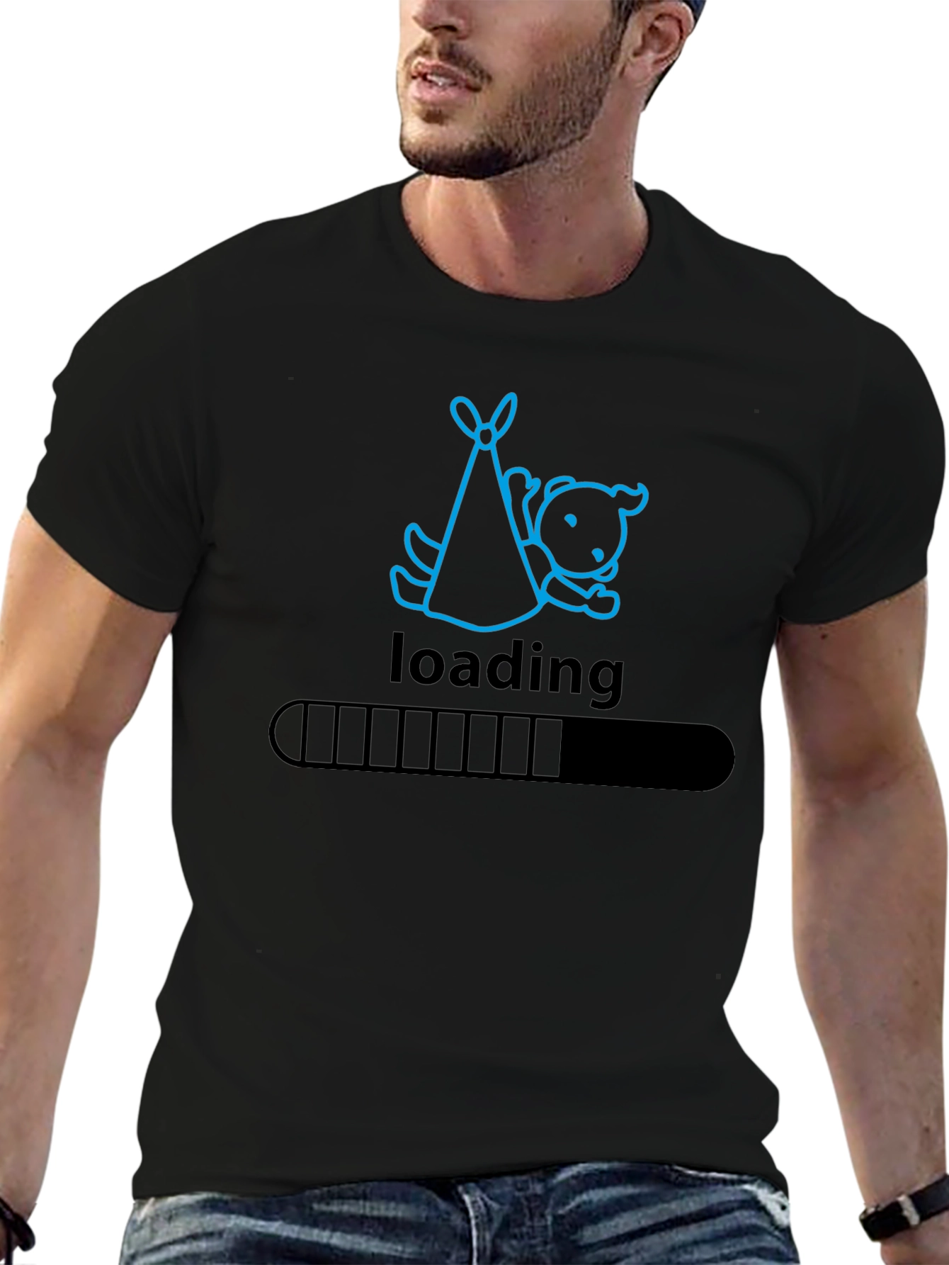 Mens Loading Baby Graphic Tee - Black