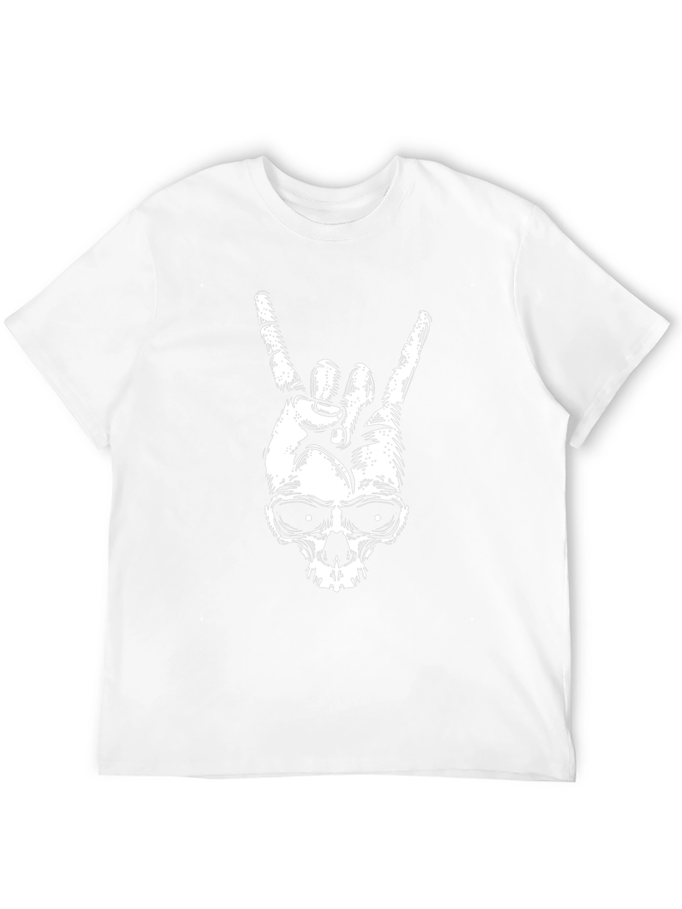 Rock On Skull Graphic Tee - Black Cotton T-Shirt
