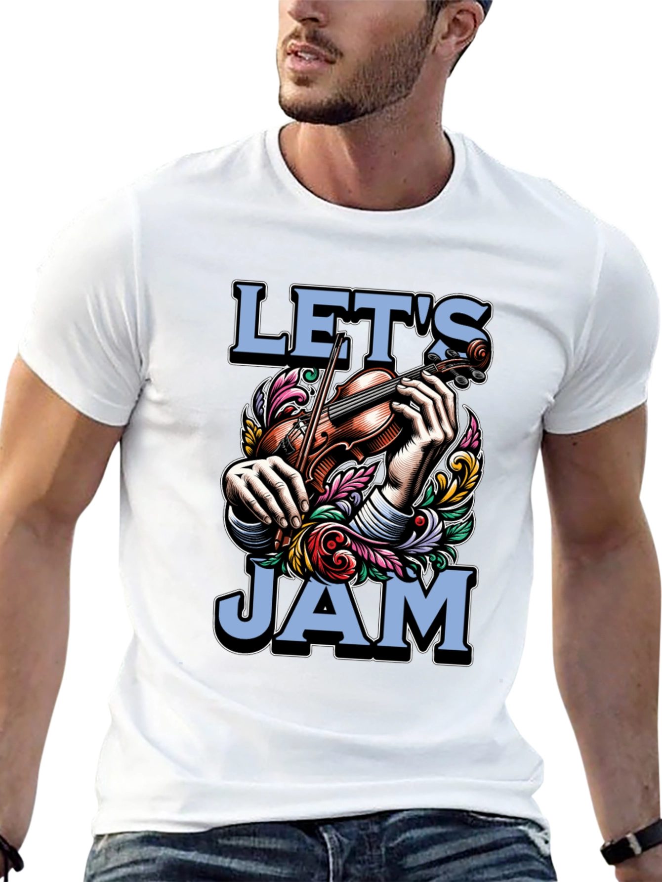 Lets Jam Graphic T-Shirt - Musical Mens Tee