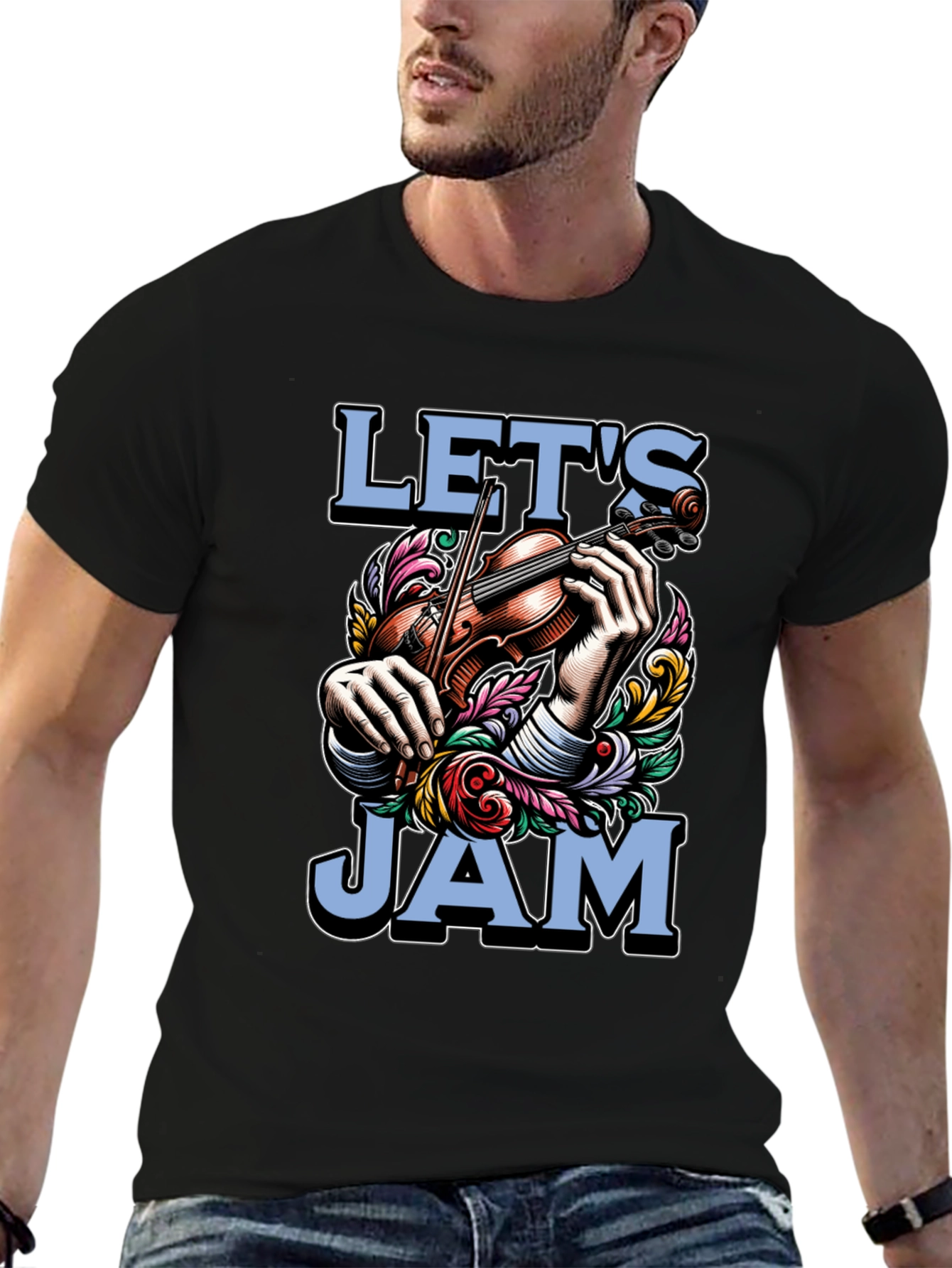 Lets Jam Graphic T-Shirt - Musical Mens Tee