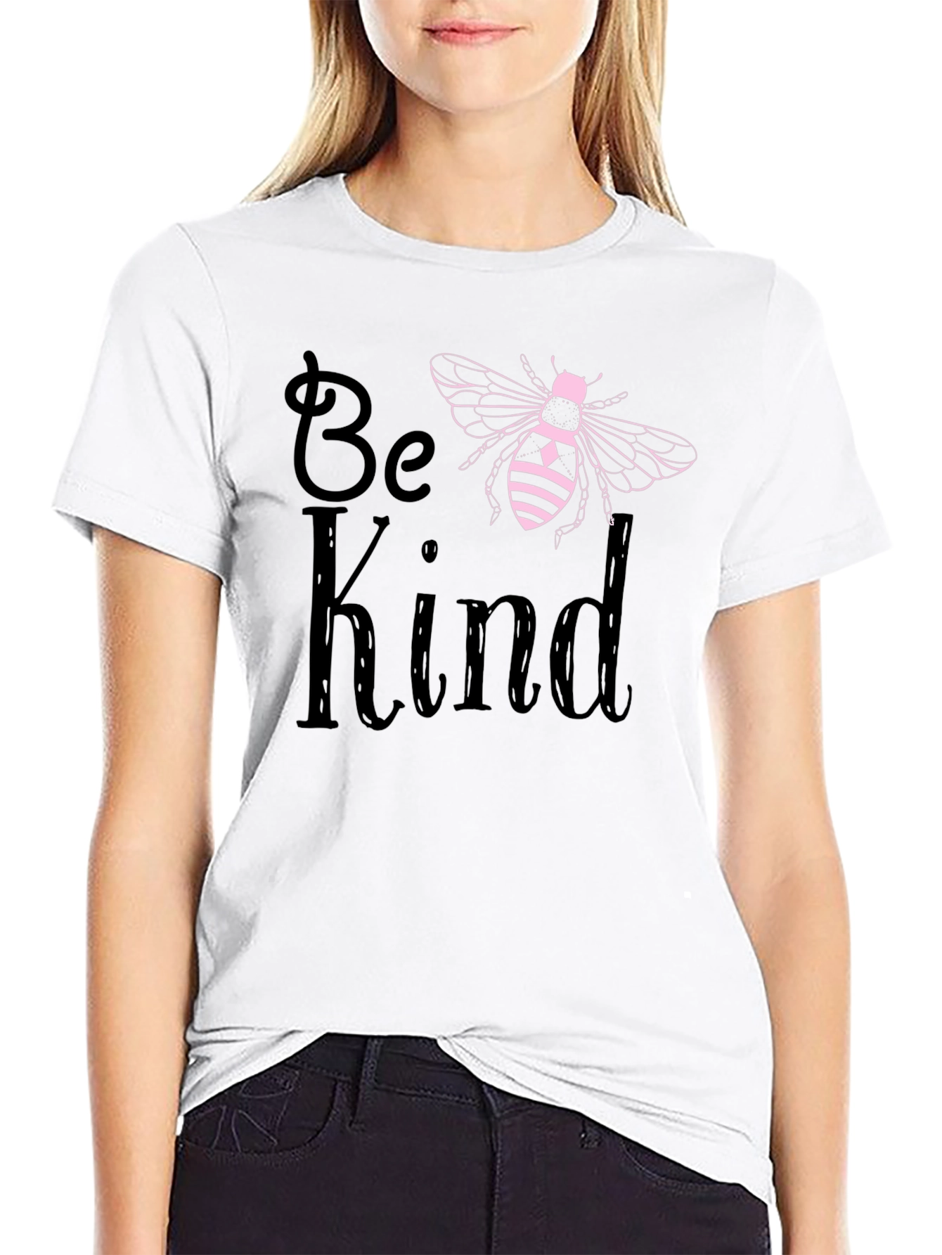 Be Kind Bee Graphic T-Shirt Black Cotton