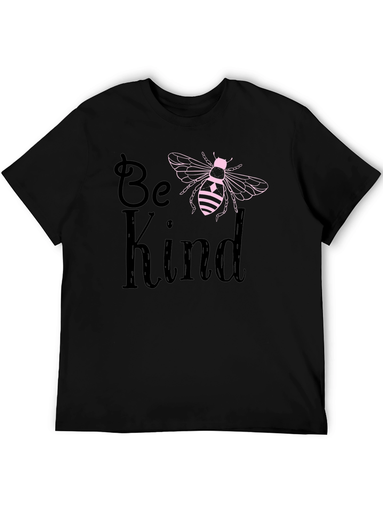 Be Kind Bee Graphic T-Shirt Black Cotton