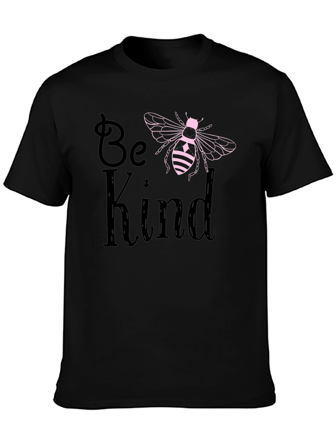 Be Kind Bee Graphic T-Shirt Black Cotton
