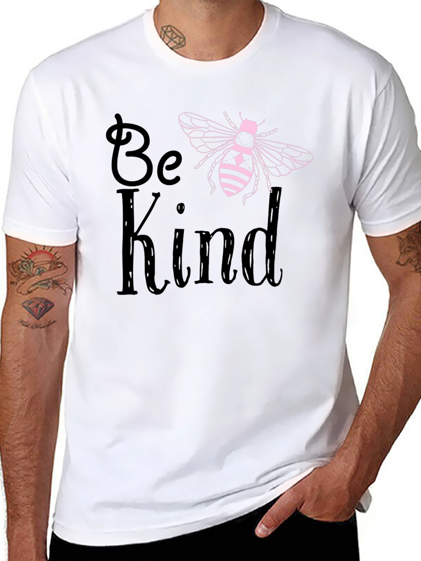 Be Kind Bee Graphic T-Shirt Black Cotton