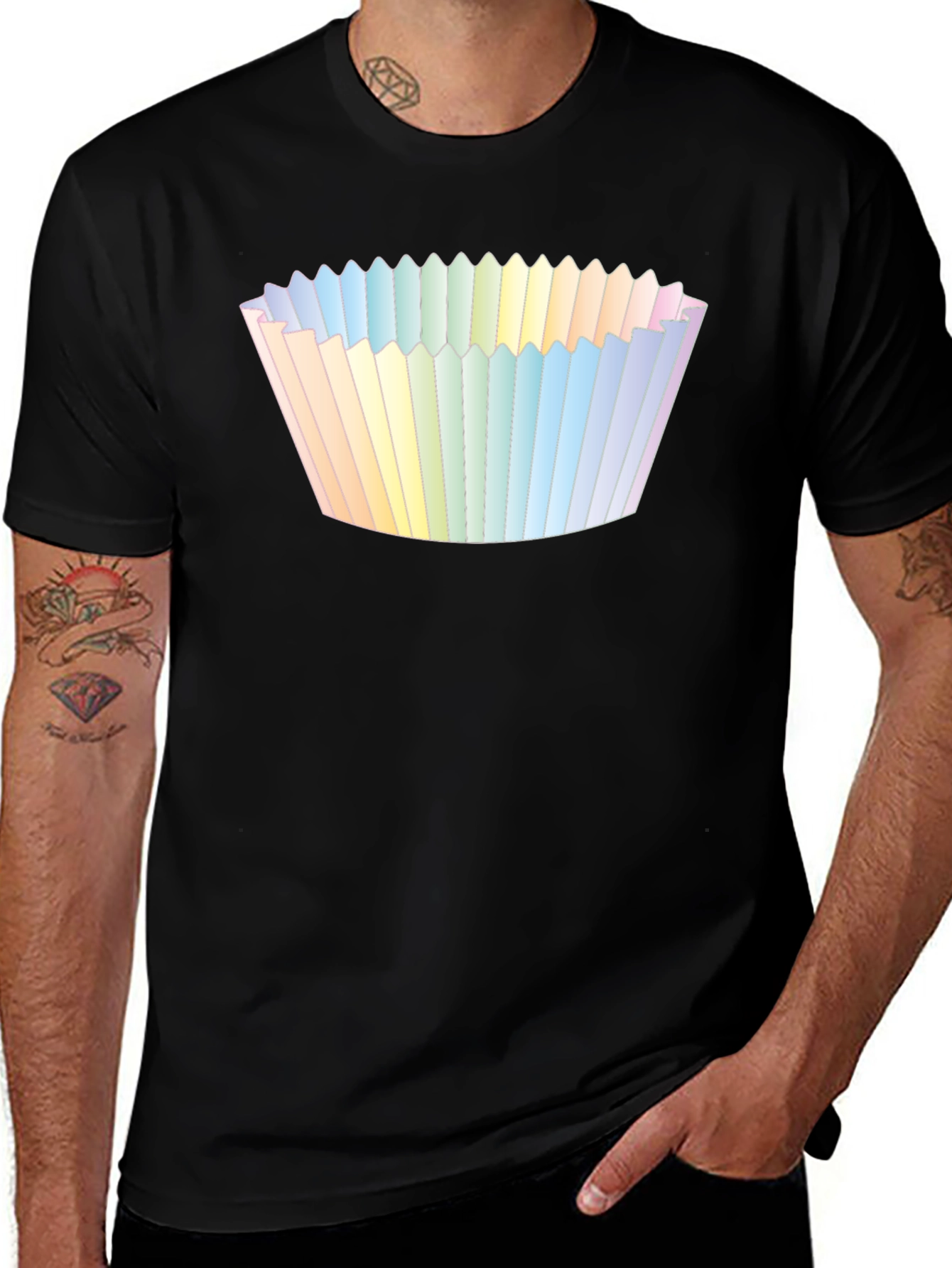 Cupcake Liner Graphic Tee - Black Cotton T-Shirt