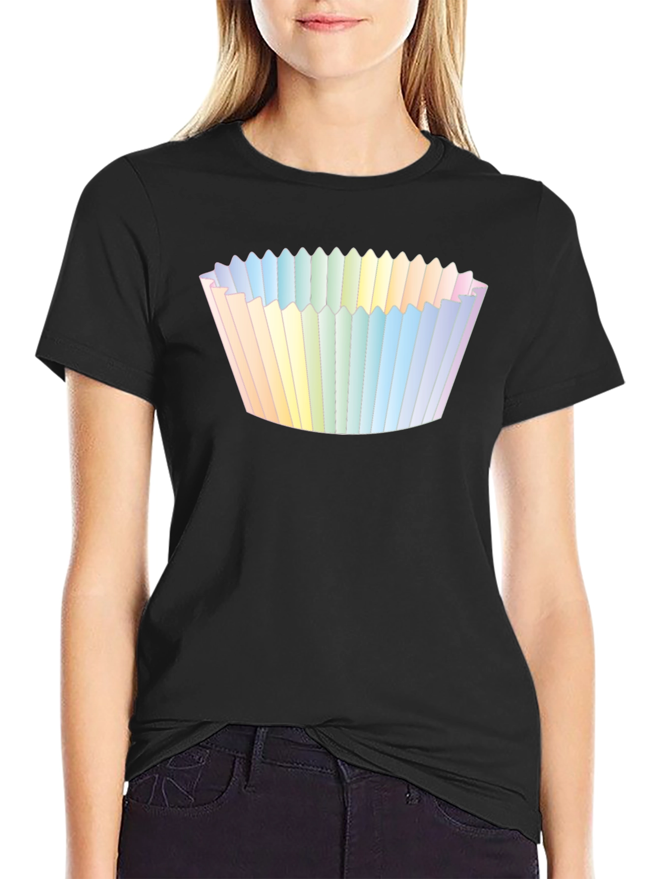 Cupcake Liner Graphic Tee - Black Cotton T-Shirt