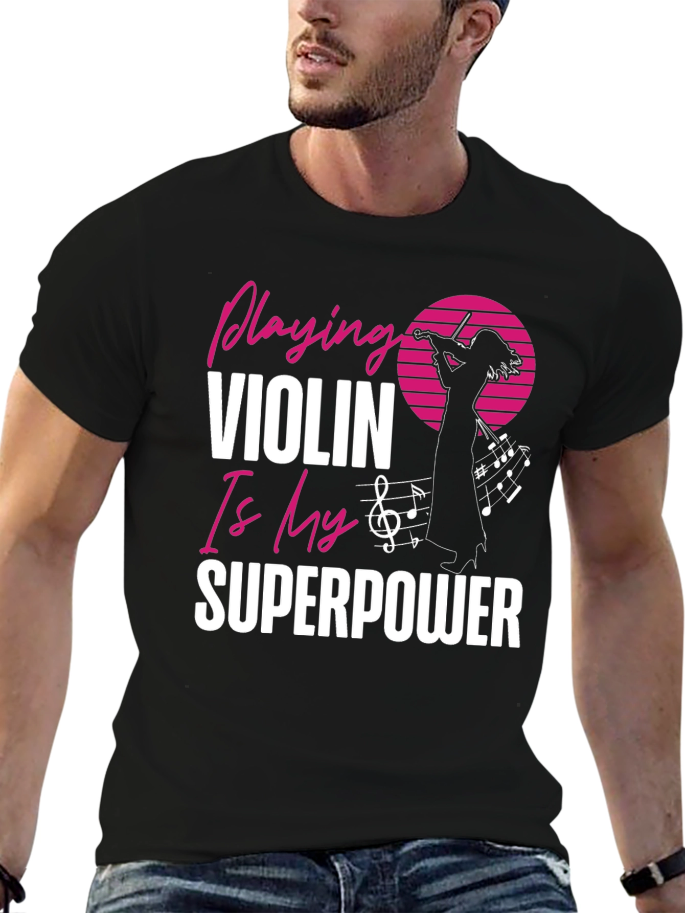 Violin Superpower Graphic Tee - Music Lovers T-Shirt