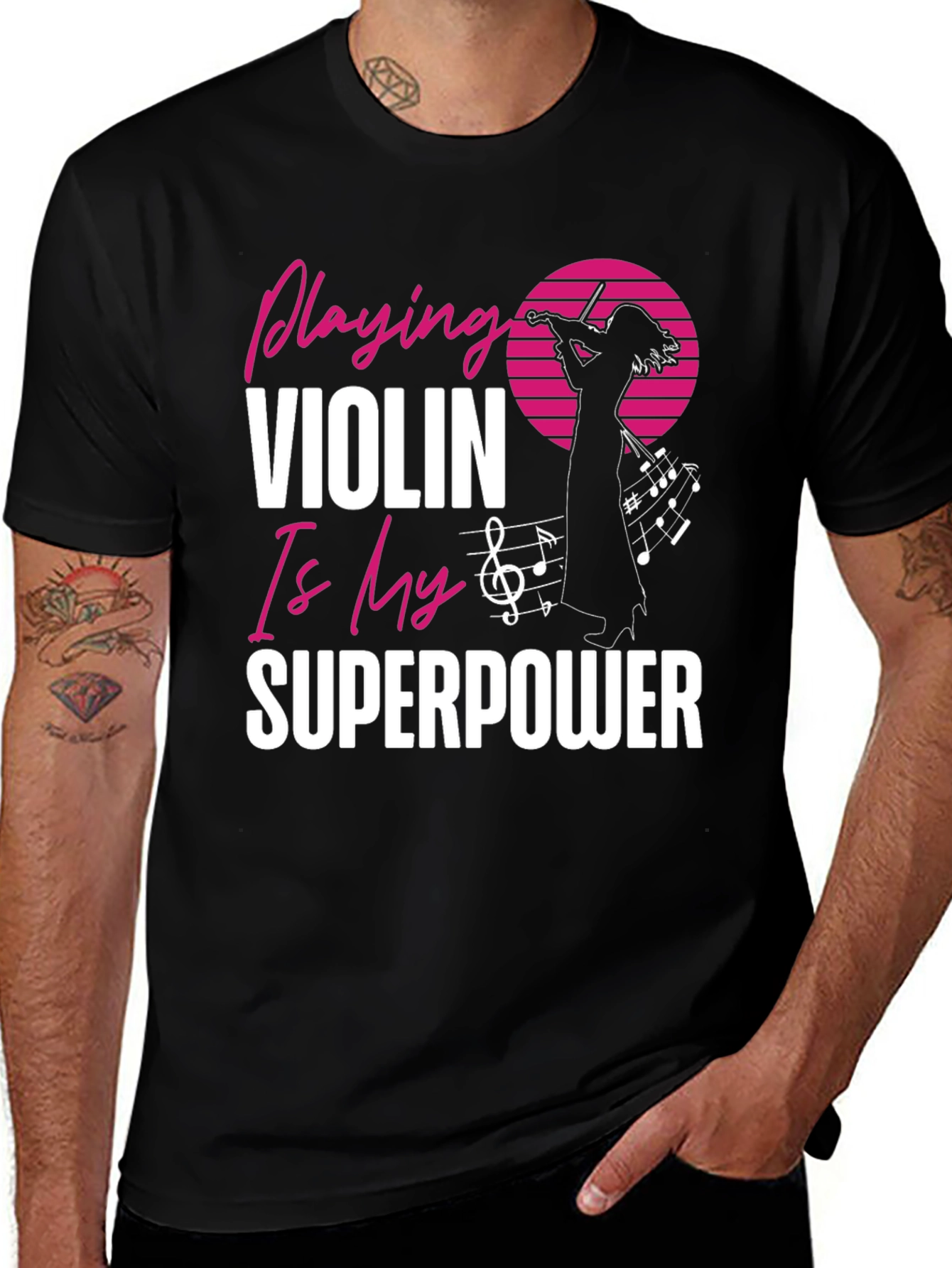 Violin Superpower Graphic Tee - Music Lovers T-Shirt
