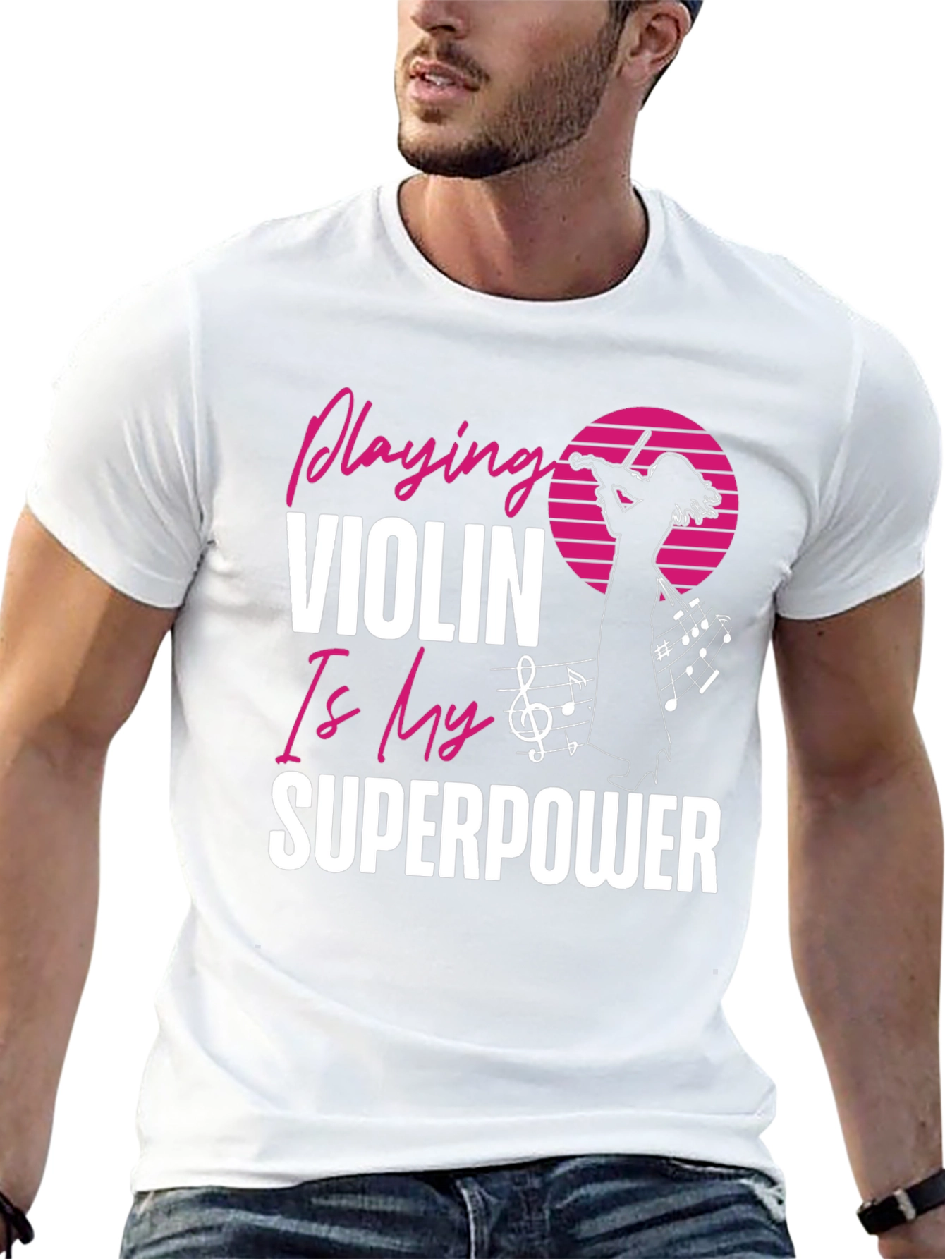Violin Superpower Graphic Tee - Music Lovers T-Shirt