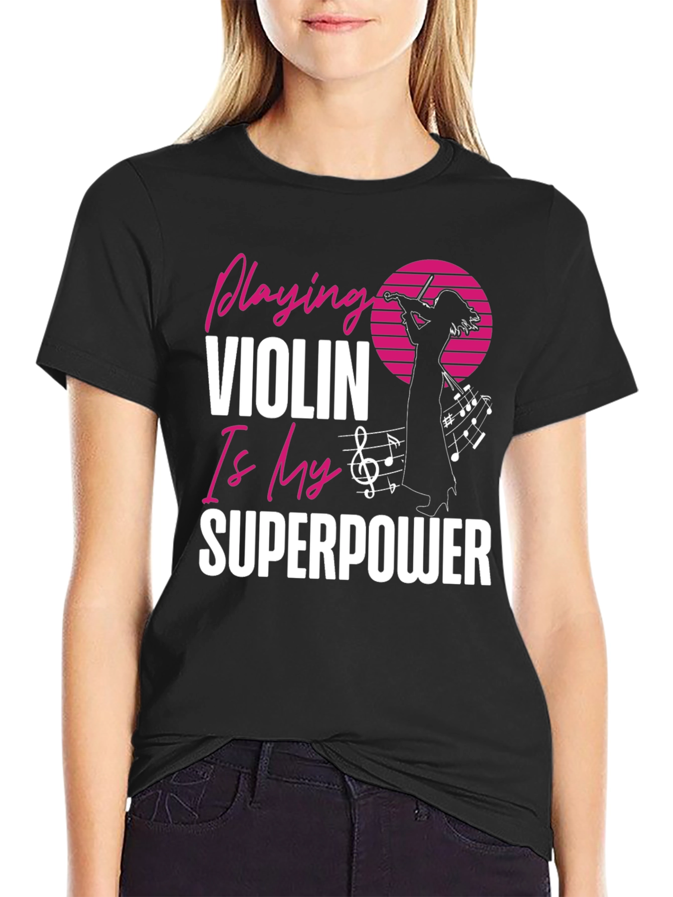 Violin Superpower Graphic Tee - Music Lovers T-Shirt