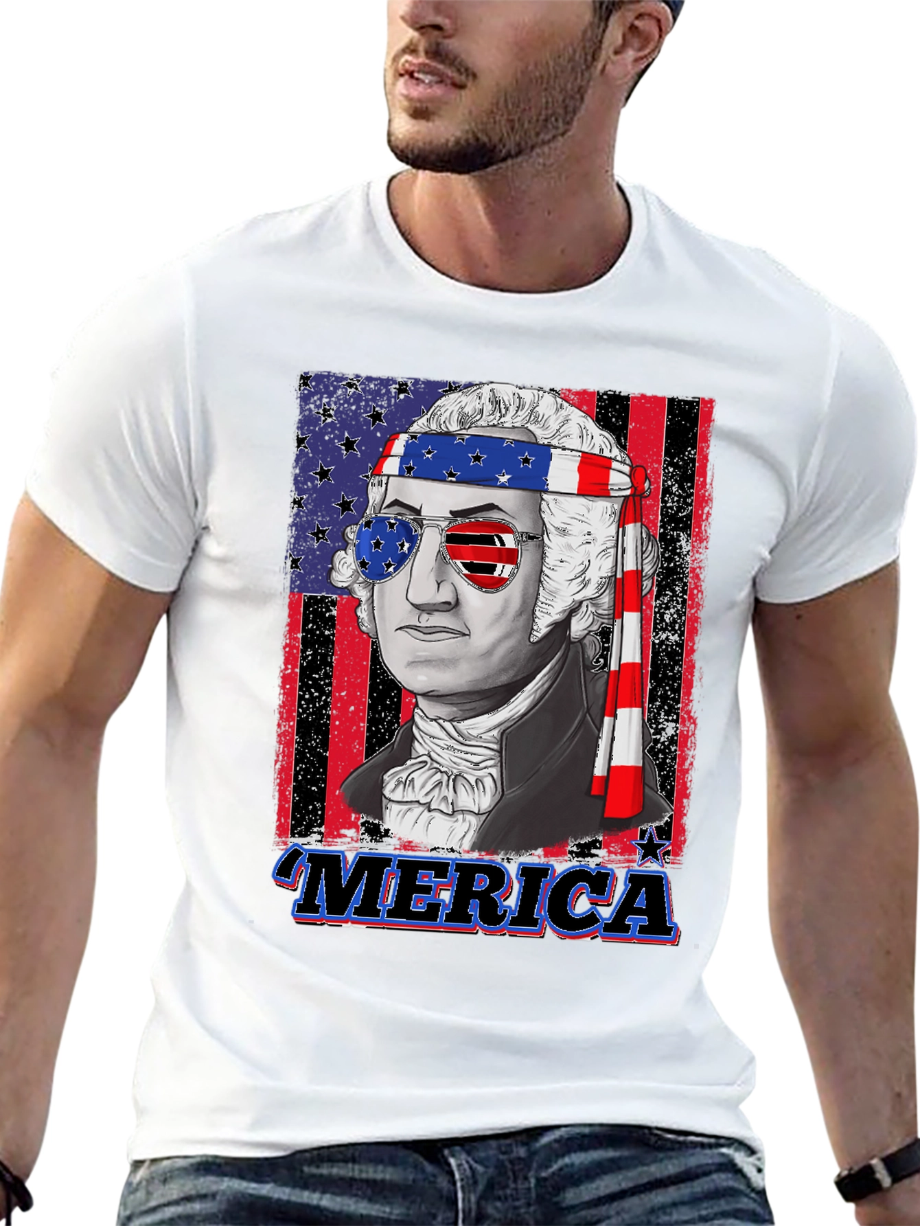Patriotic George Washington Graphic T-Shirt