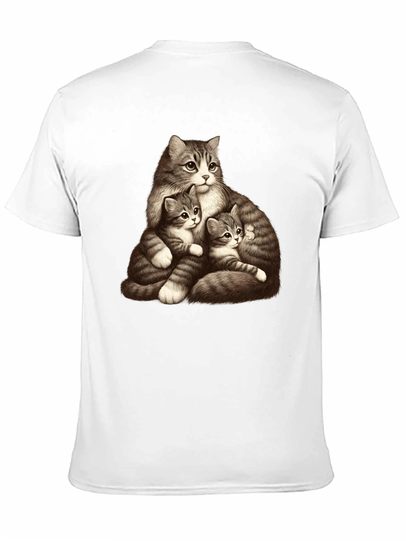 Cute Cat Family Graphic Black T-Shirt